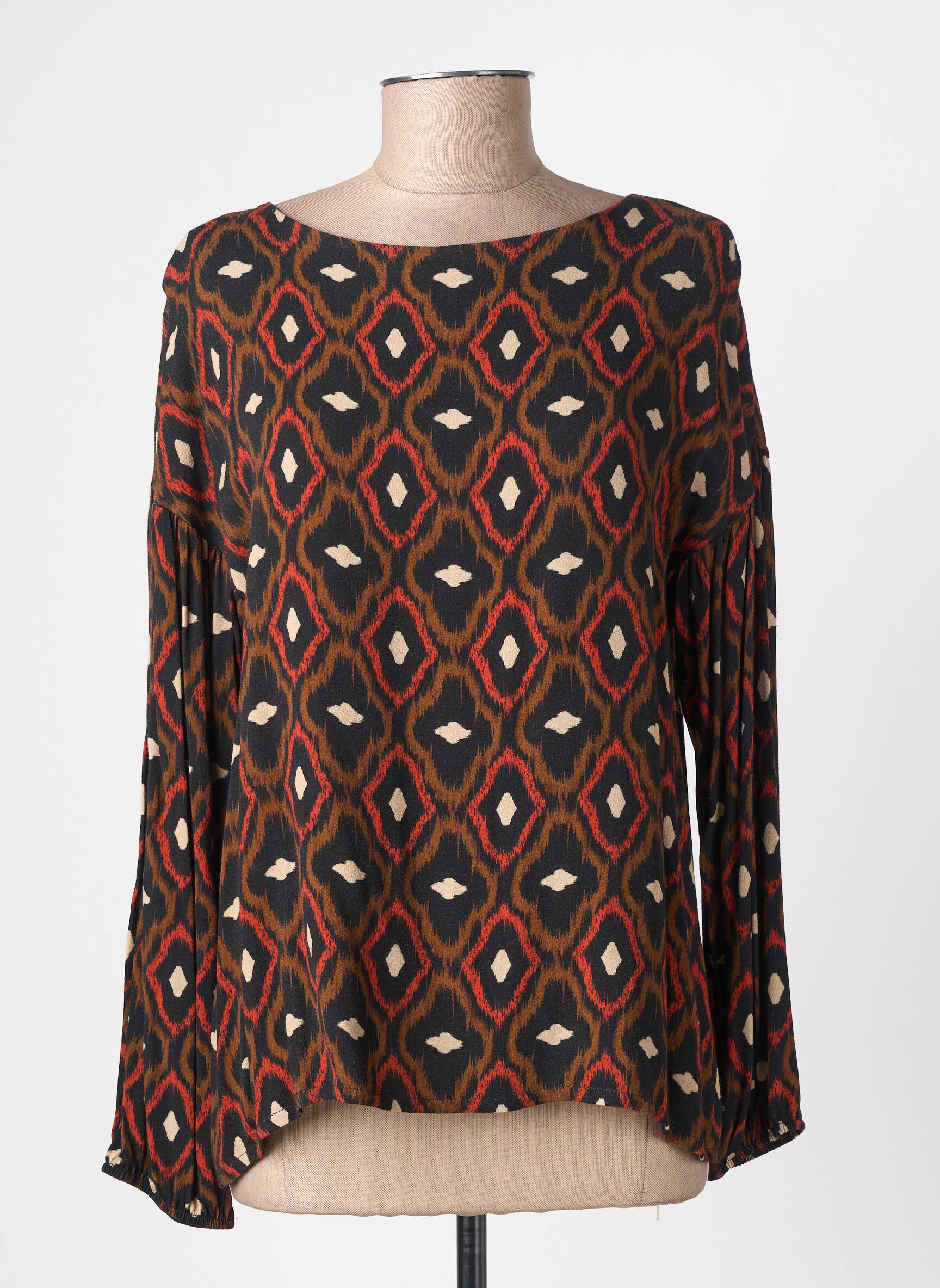 Bluză imprimeu fantezie mâneci lungi portocalie LA FÉE ATELIER BY LA FÉE MARABOUTÉE femeie