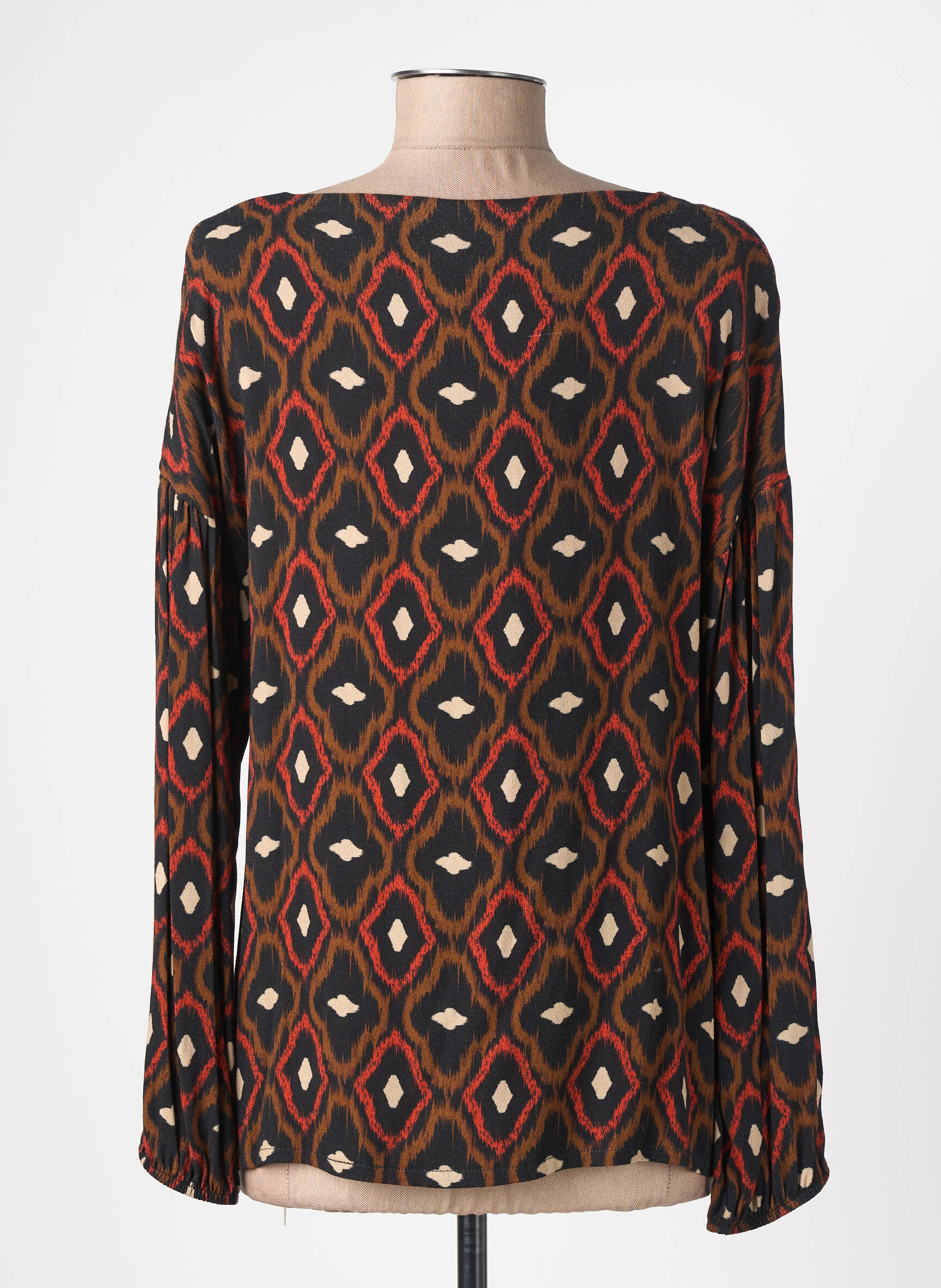 Bluză imprimeu fantezie mâneci lungi portocalie LA FÉE ATELIER BY LA FÉE MARABOUTÉE femeie