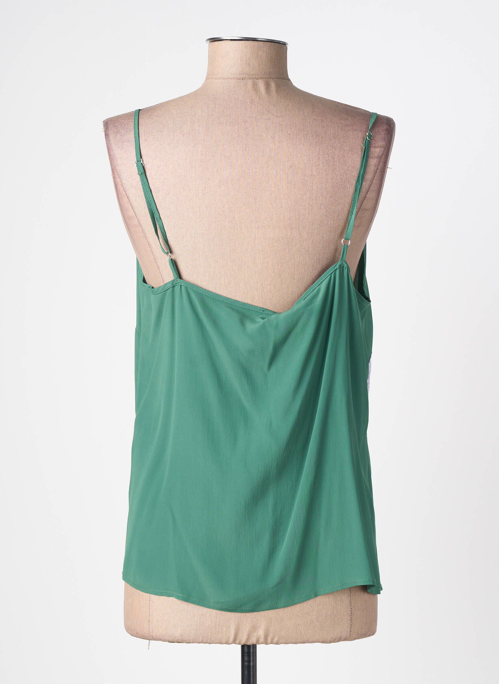Top țesătură crep bretele subțiri verde OTTOD'AME femeie