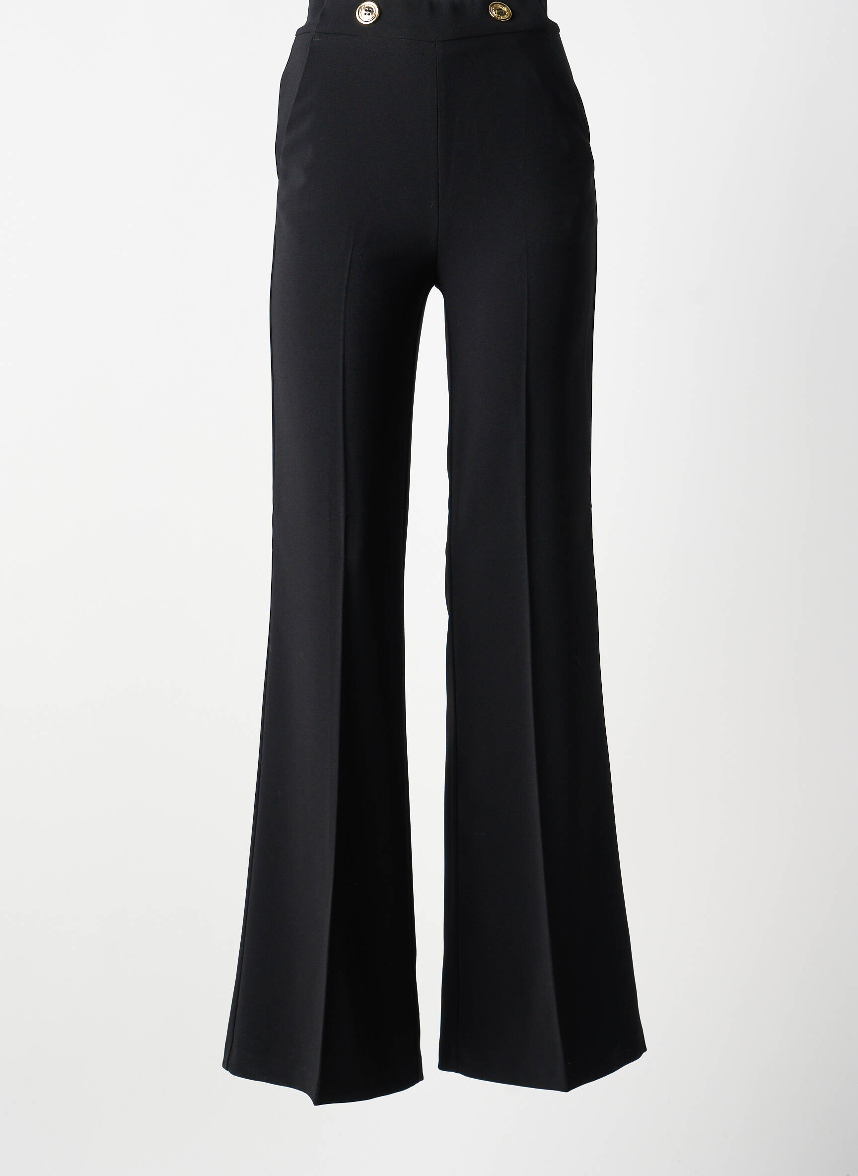 Pantalon evazat talie cu cleme talie înaltă negru PINKO femeie