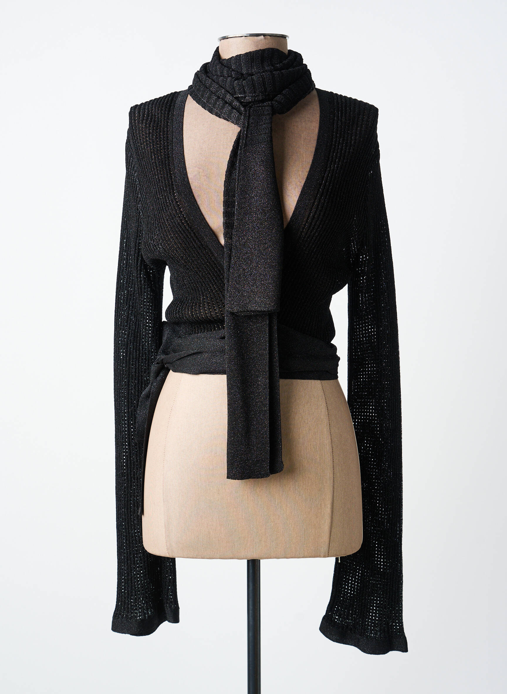 Cardigan petrecut elasticitate negru MISSONI femeie