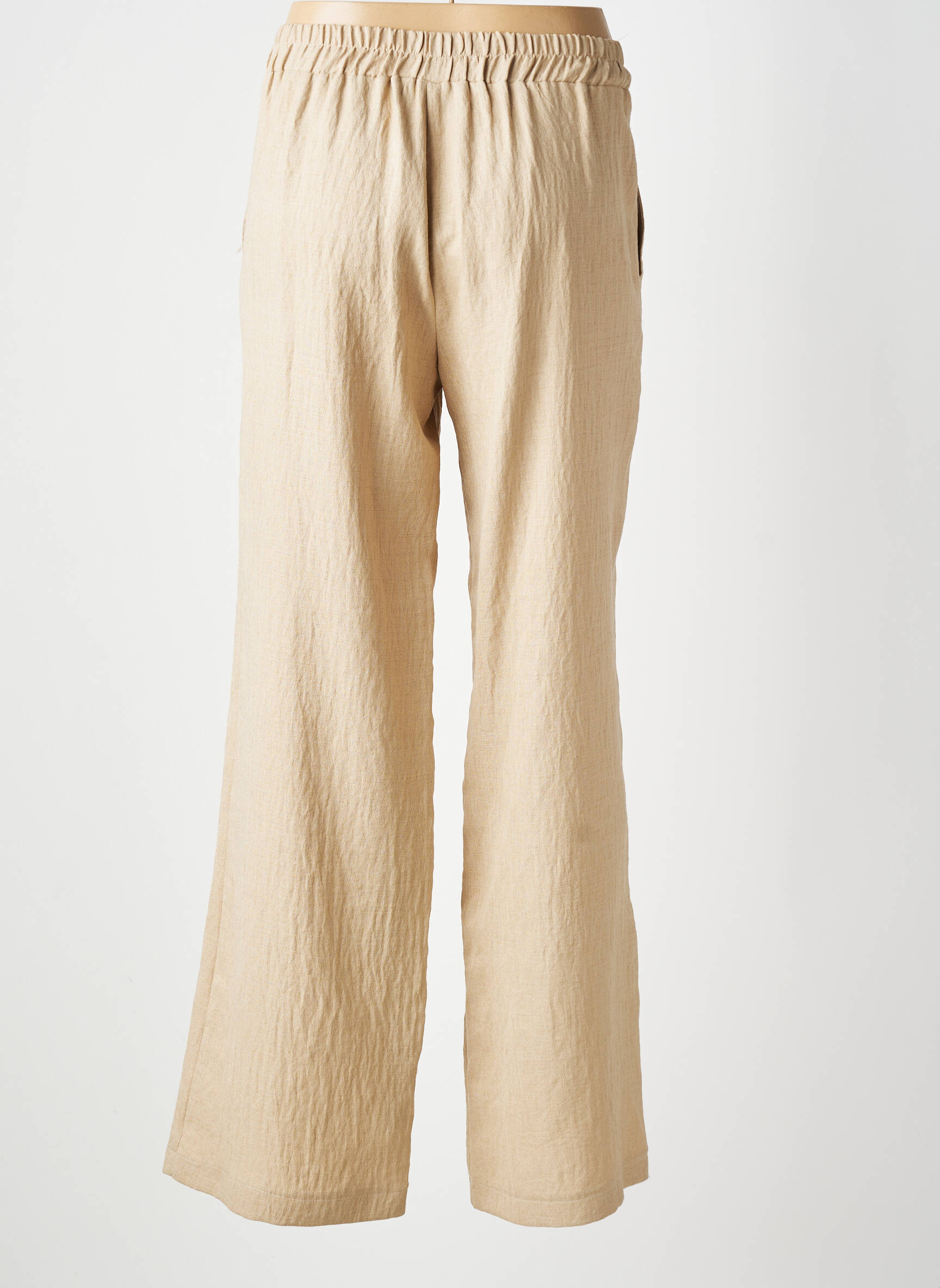 Pantalon larg țesătură poplin mărime normală bej SCARLET ROOS femeie