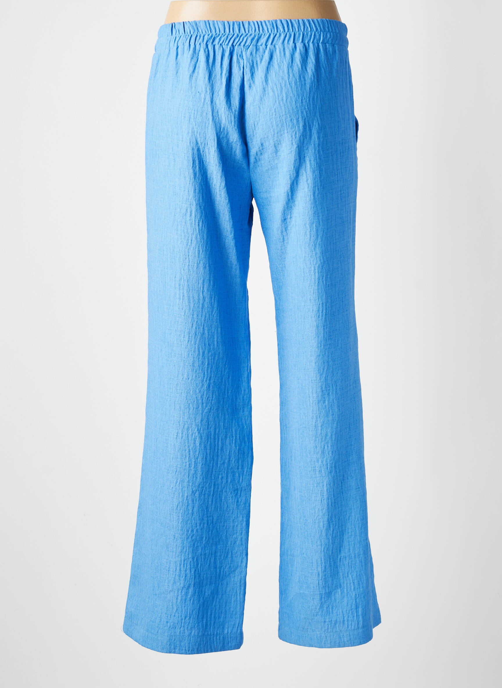 Pantalon larg țesătură poplin mărime normală albastru SCARLET ROOS femeie