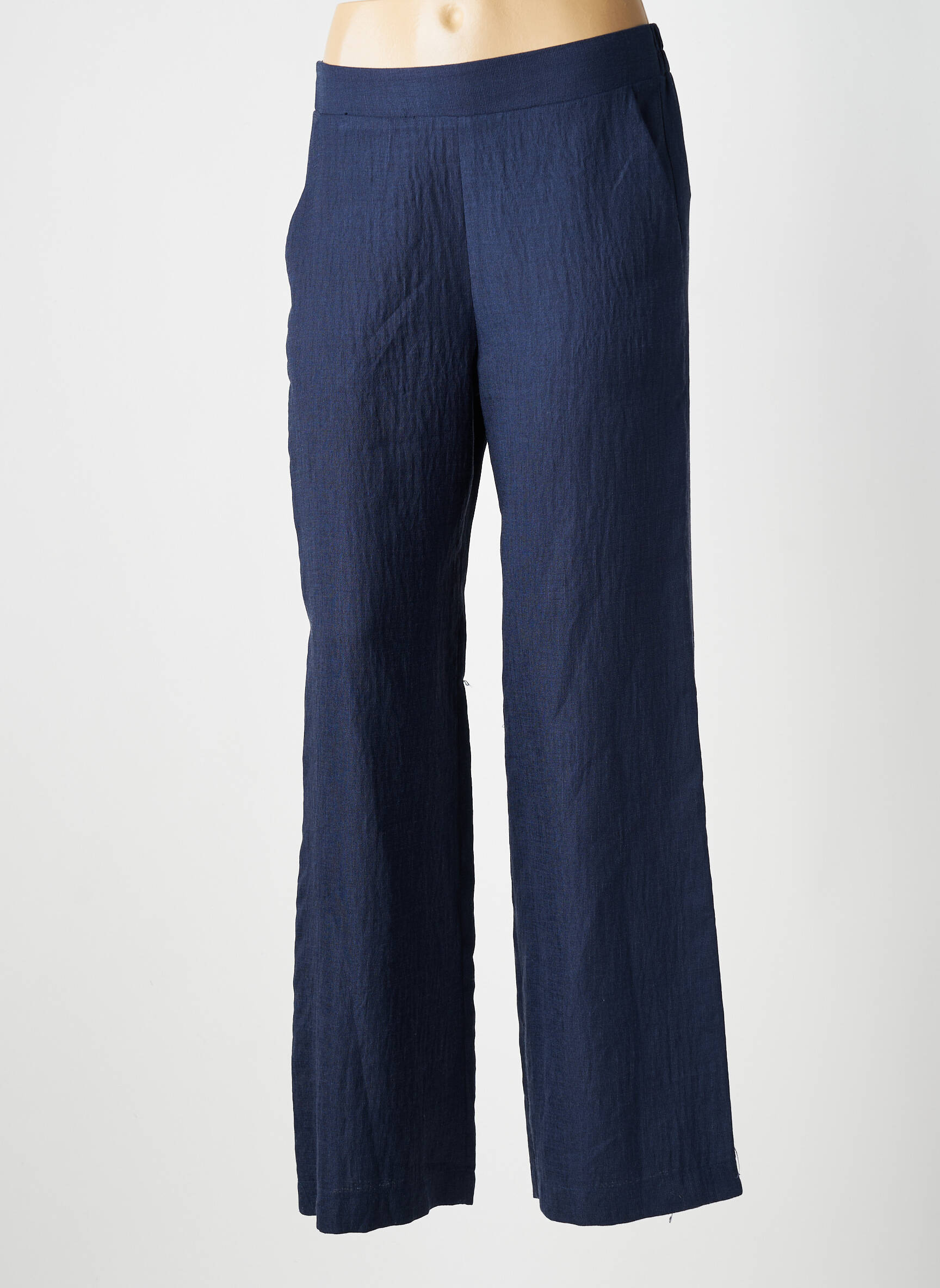 Pantalon drept țesătură poplin mărime normală albastru SCARLET ROOS femeie