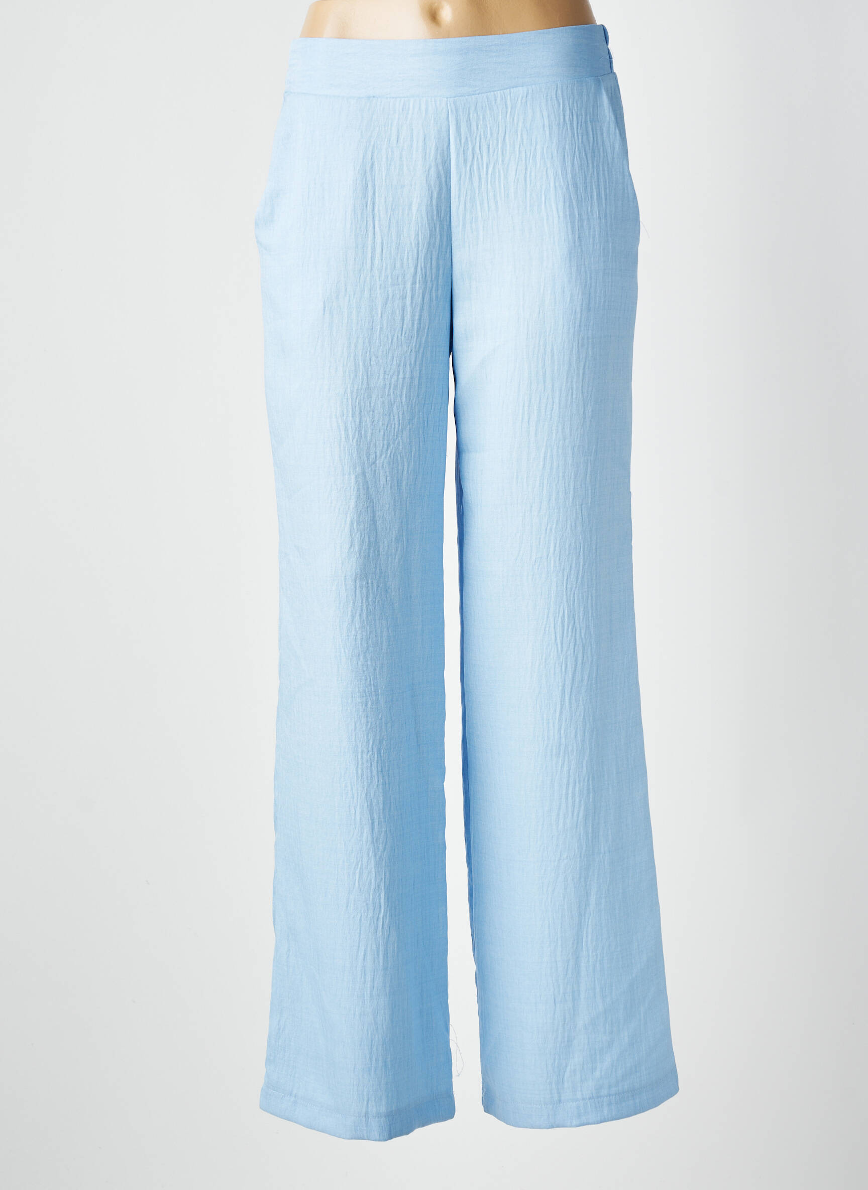 Pantalon drept țesătură poplin mărime normală albastru SCARLET ROOS femeie
