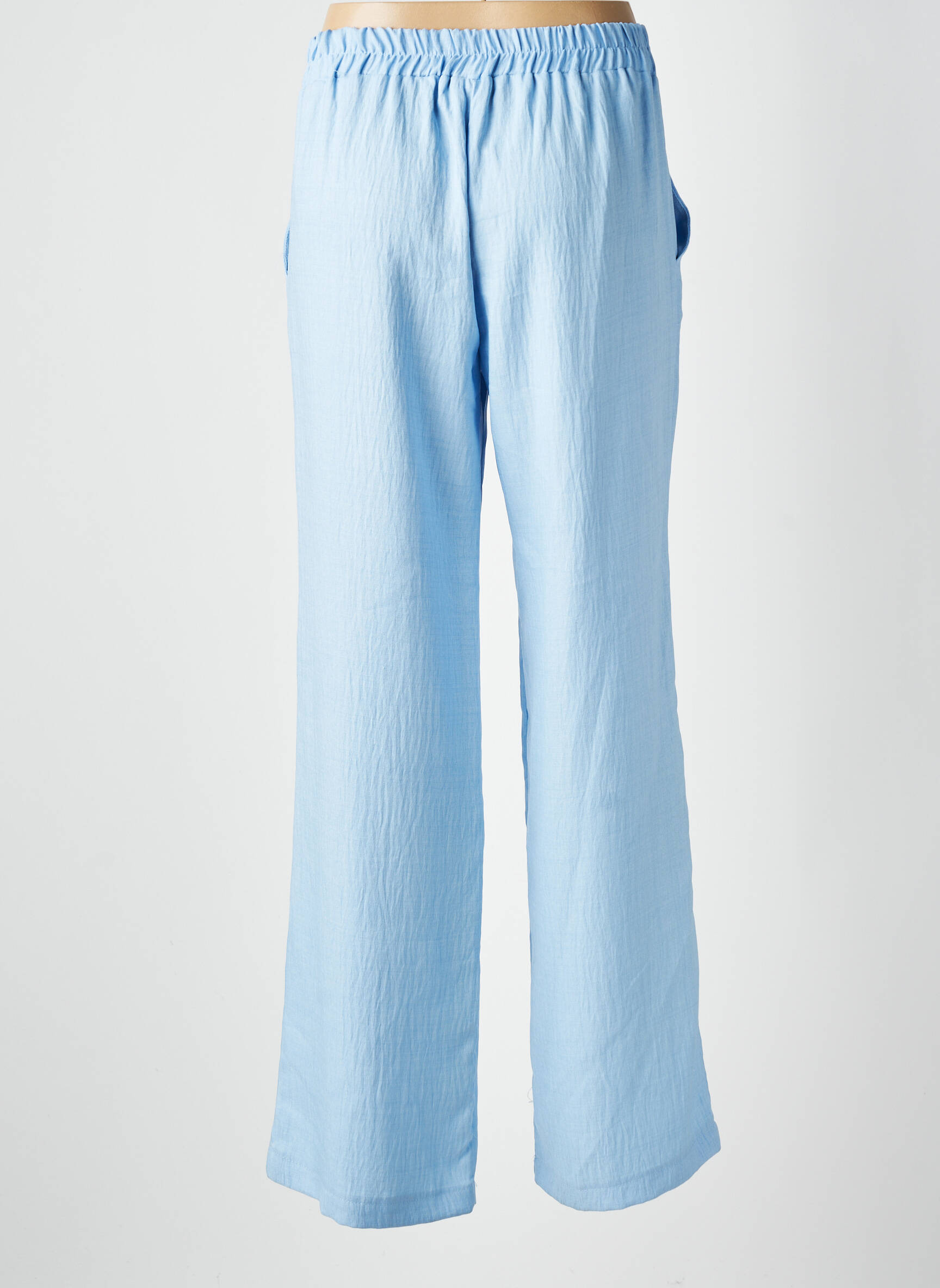 Pantalon drept țesătură poplin mărime normală albastru SCARLET ROOS femeie