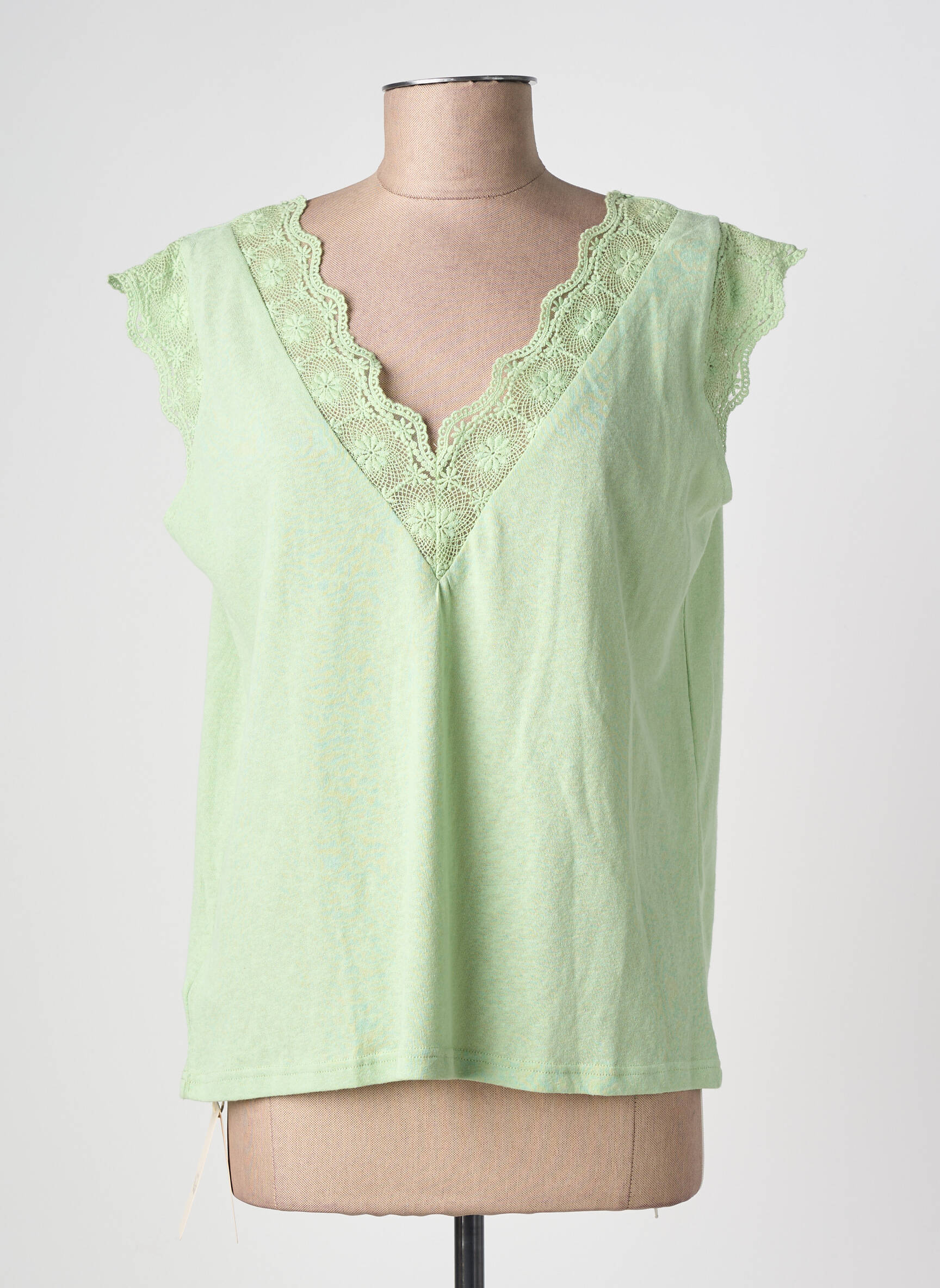 Tricou croială dreaptă mâneci scurte verde IT HIPPIE femeie