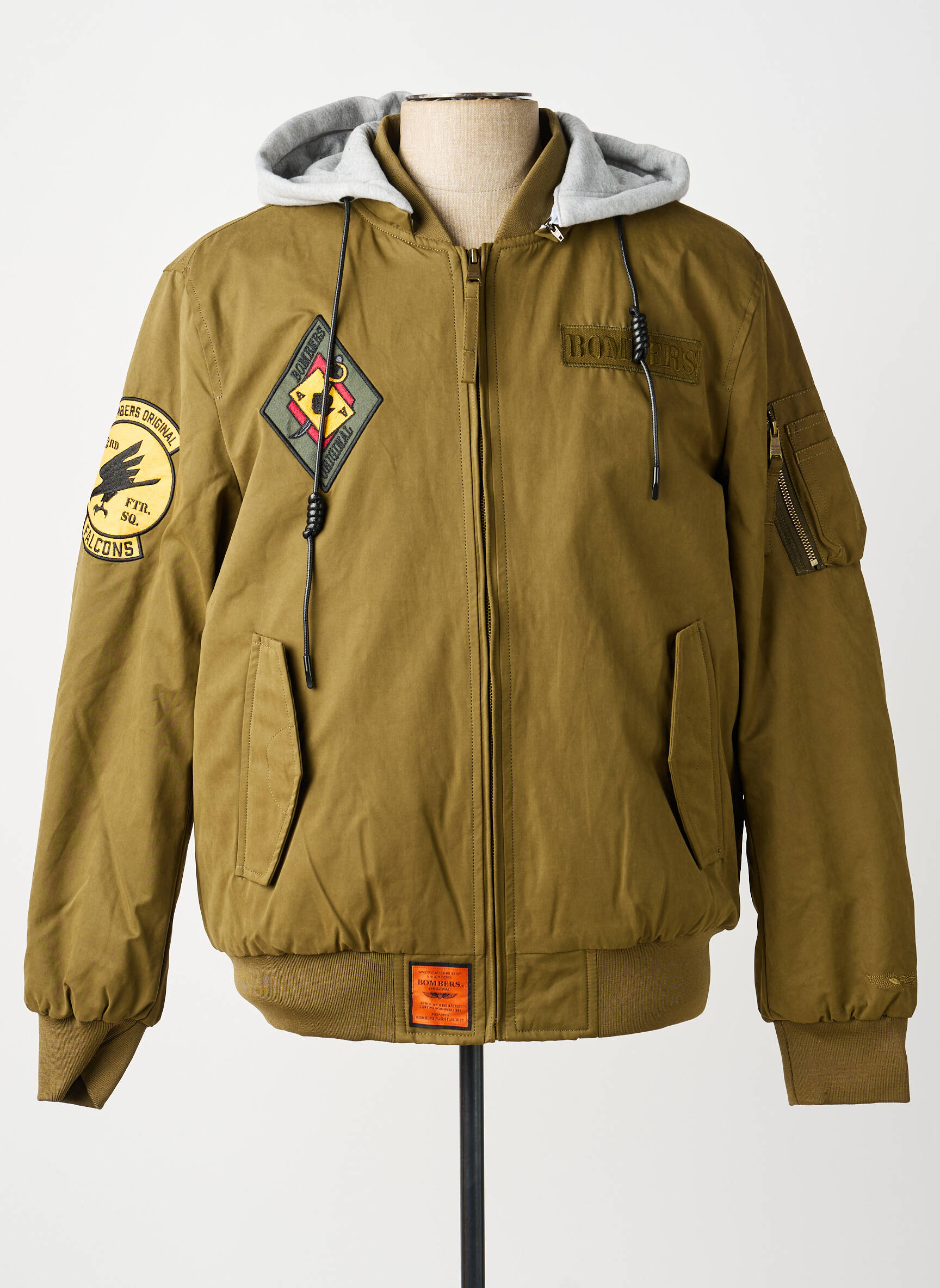 Geacă glugă verde BOMBERS bărbat
