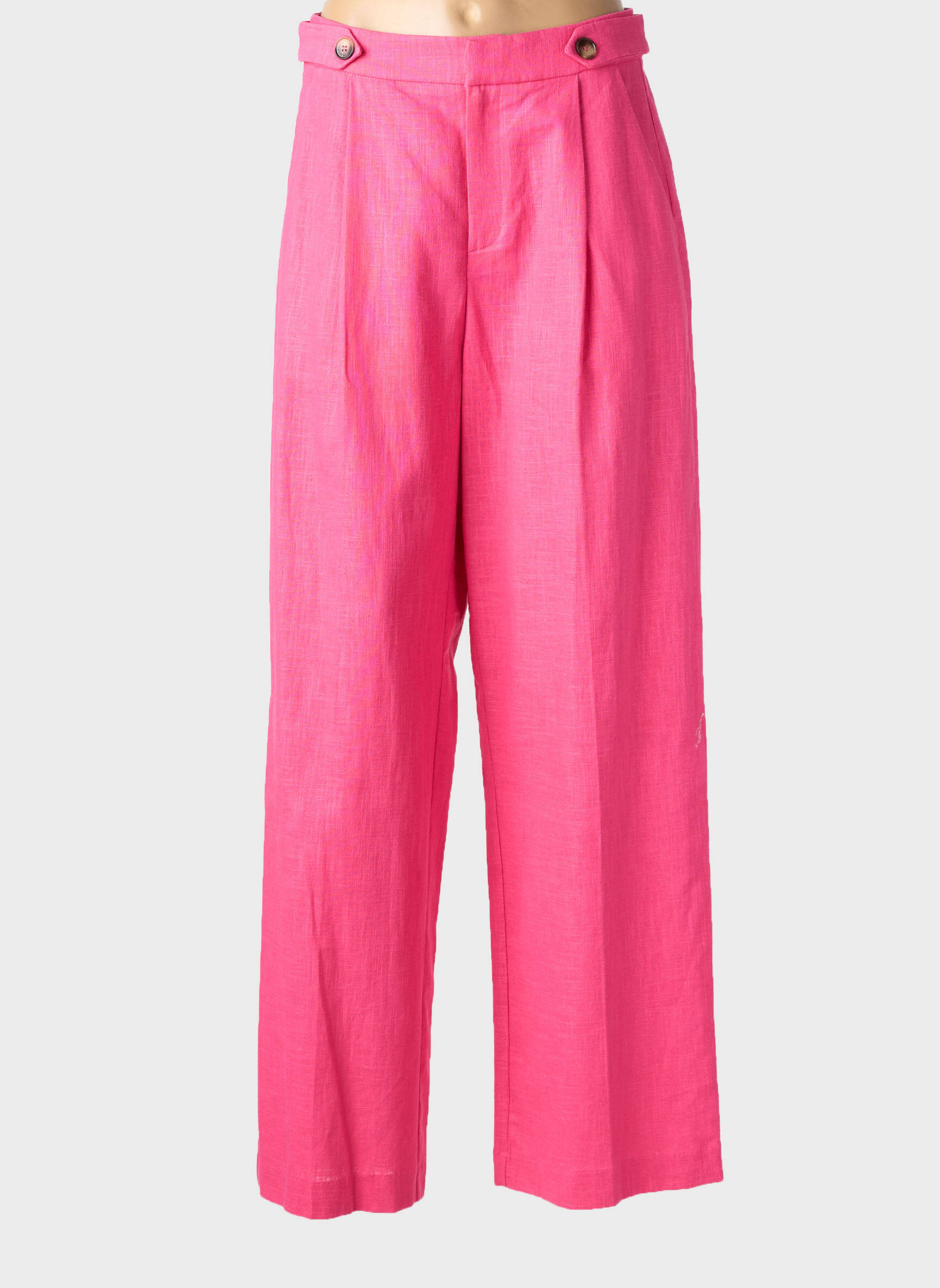 Pantalon larg țesătură crep talie înaltă roz GRACE & MILA femeie