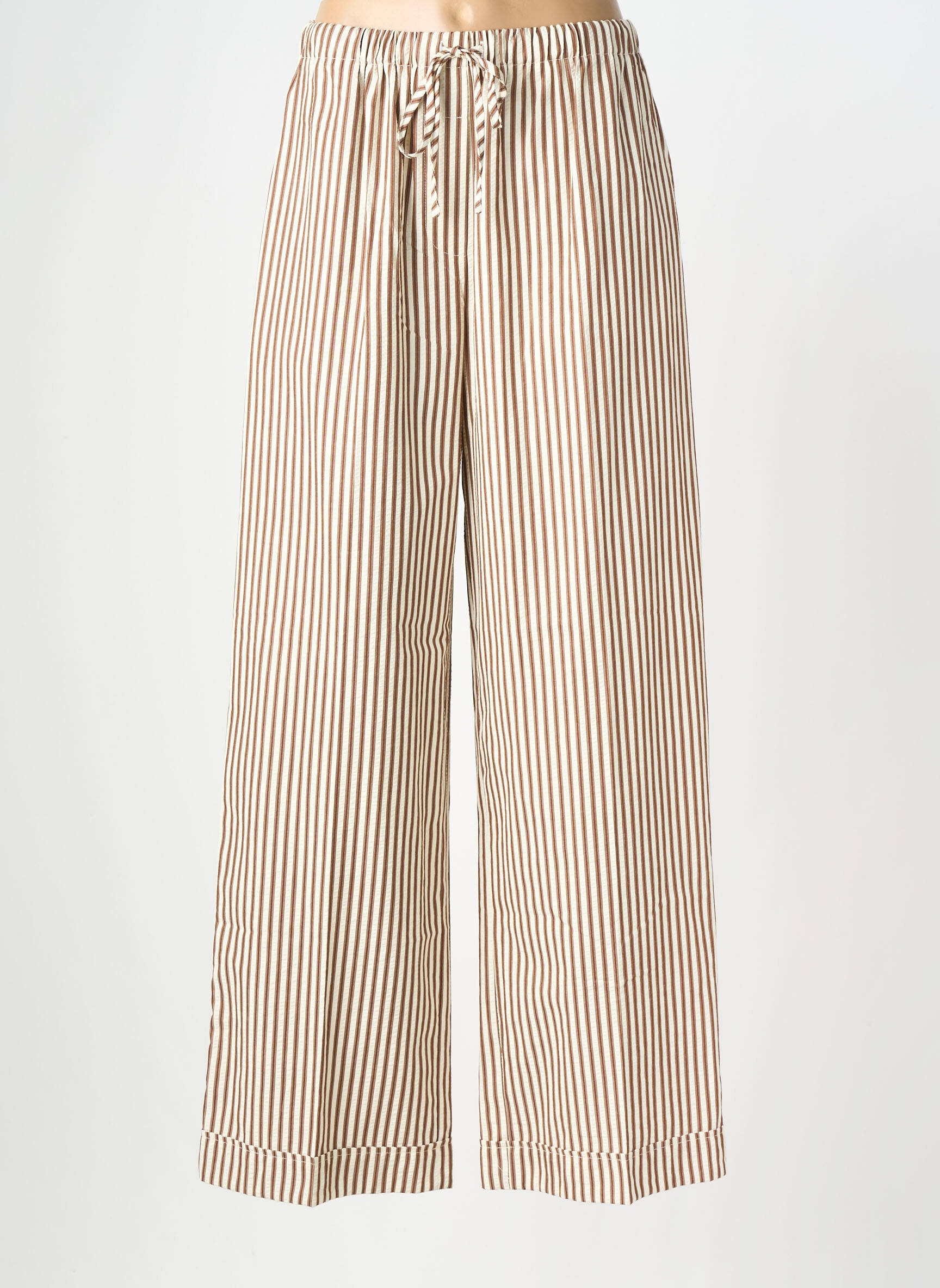 Pantalon larg țesătură poplin mărime normală maro GRACE & MILA femeie