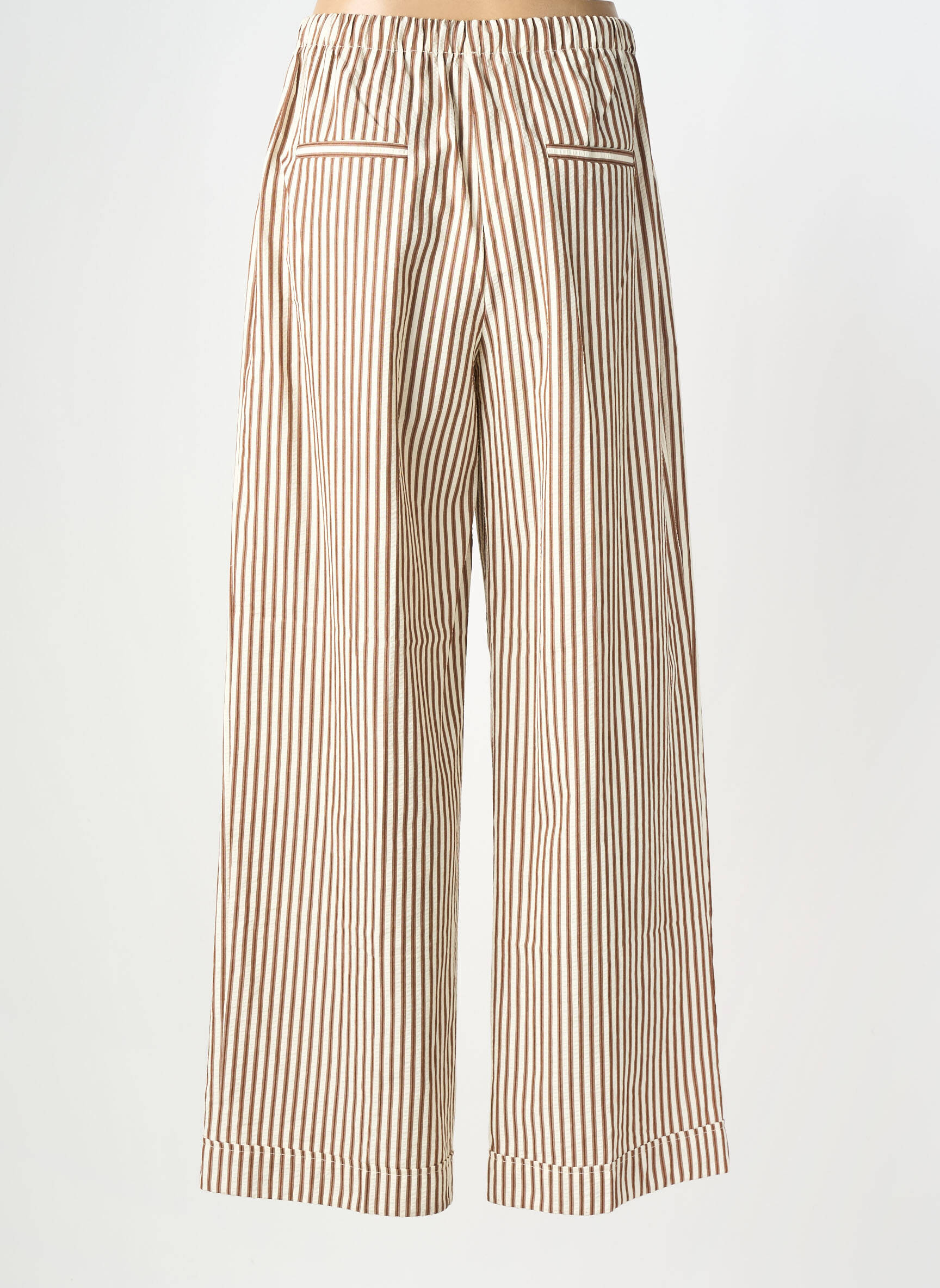 Pantalon larg țesătură poplin mărime normală maro GRACE & MILA femeie