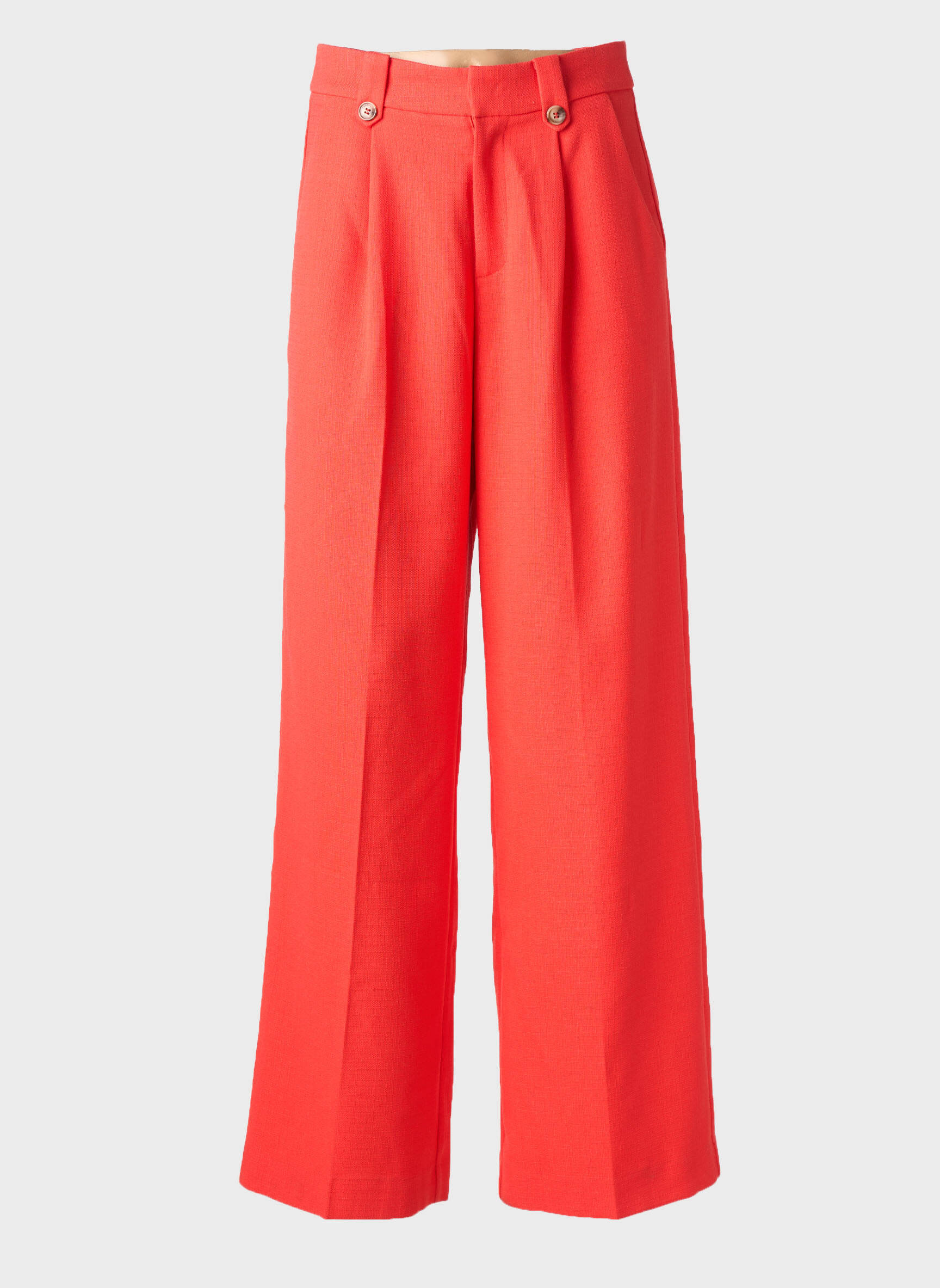 Pantalon larg țesătură crep talie înaltă portocalie GRACE & MILA femeie