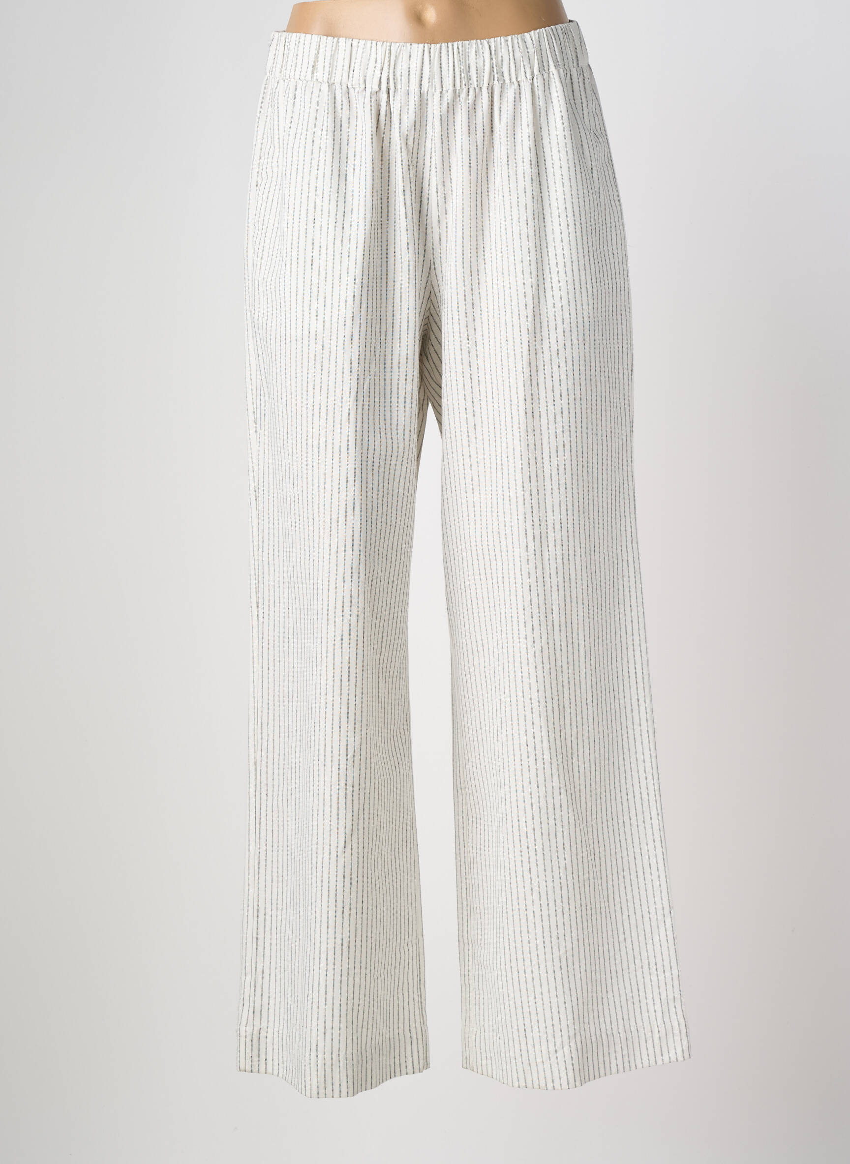 Pantalon larg țesătură crep mărime normală alb JC.SOPHIE femeie