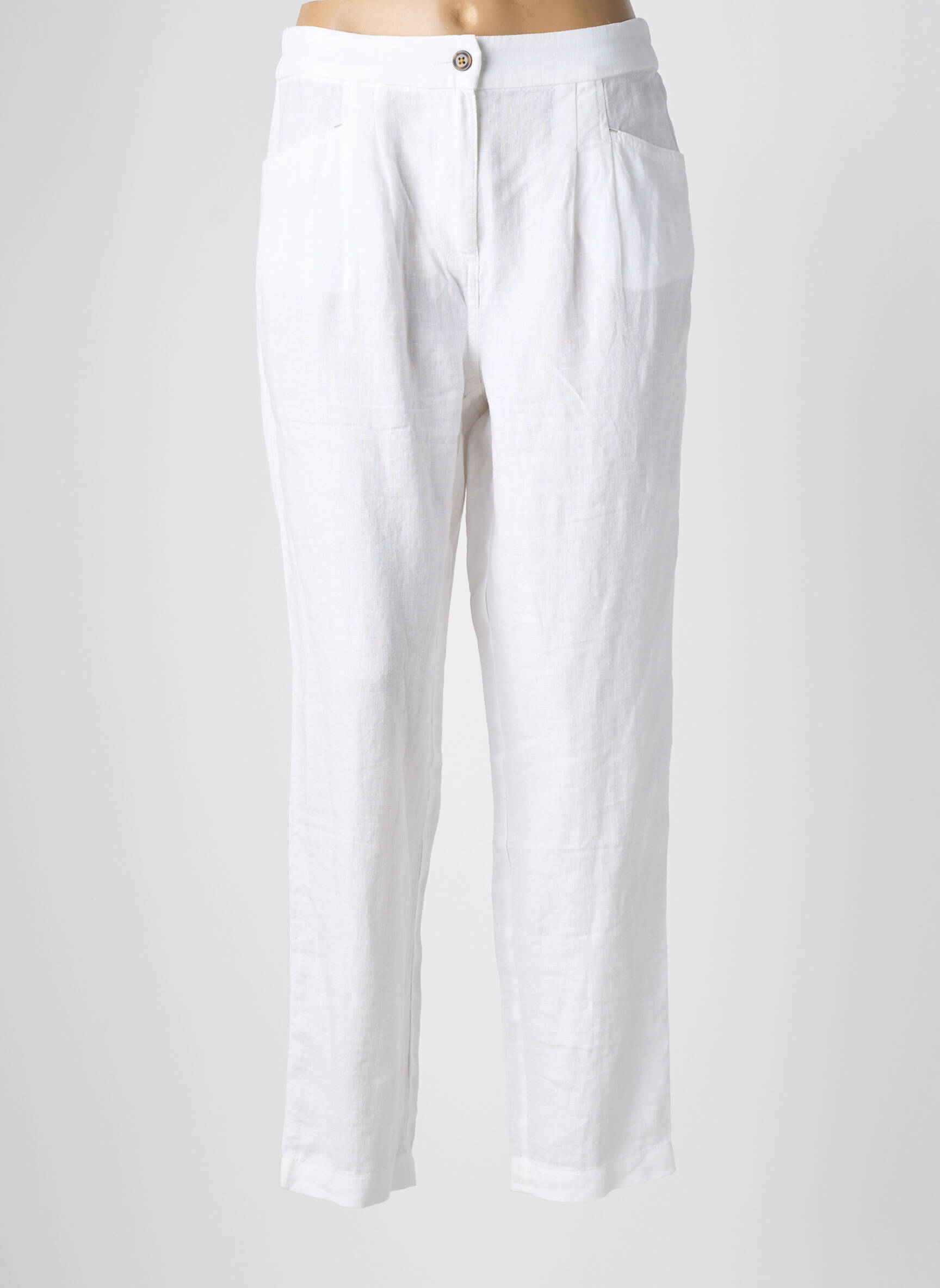 Pantalon drept țesătură crep mărime normală alb WHITE STUFF femeie