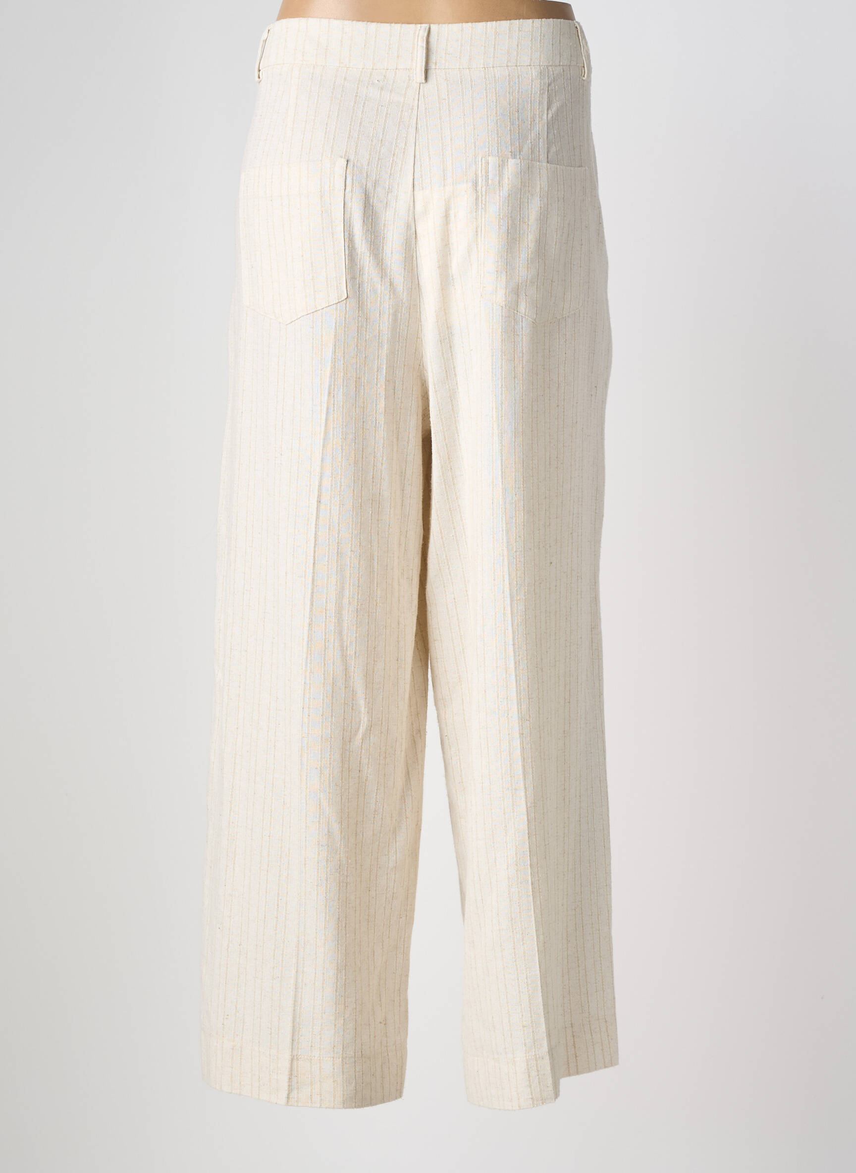 Pantalon drept talie cu cleme mărime normală bej GRACE & MILA femeie