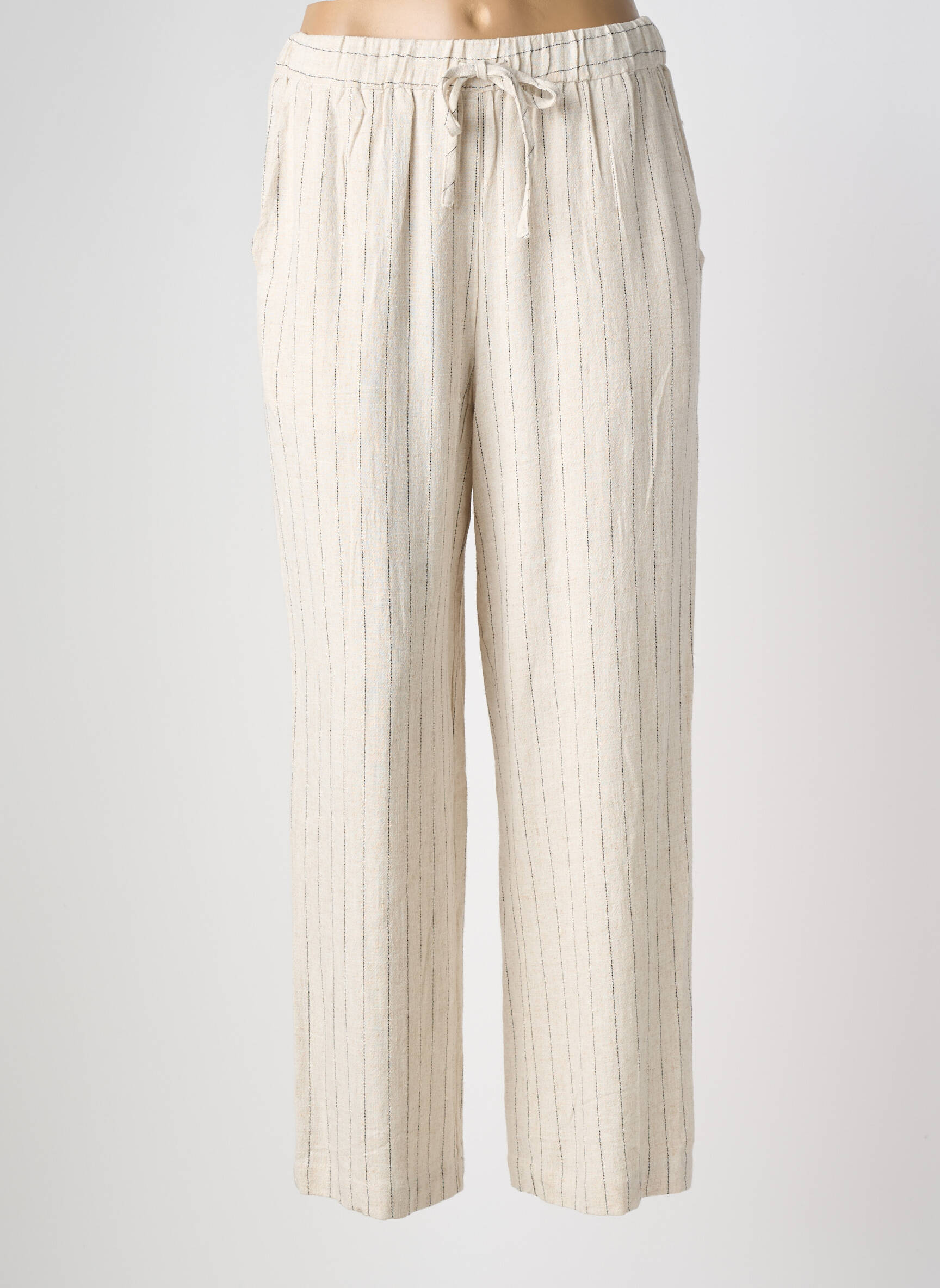 Pantalon drept țesătură crep mărime normală bej LILI & LALA femeie