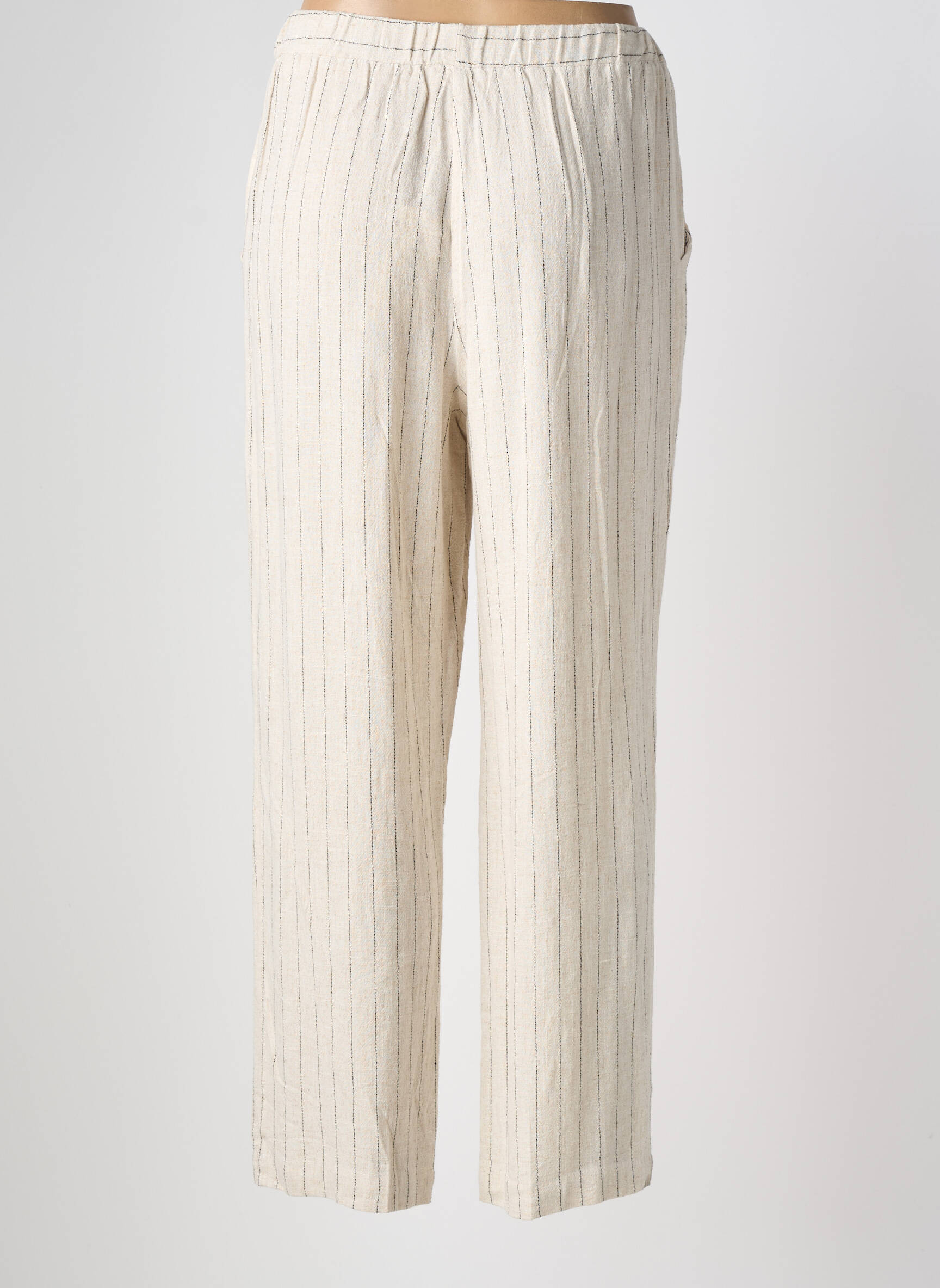Pantalon drept țesătură crep mărime normală bej LILI & LALA femeie