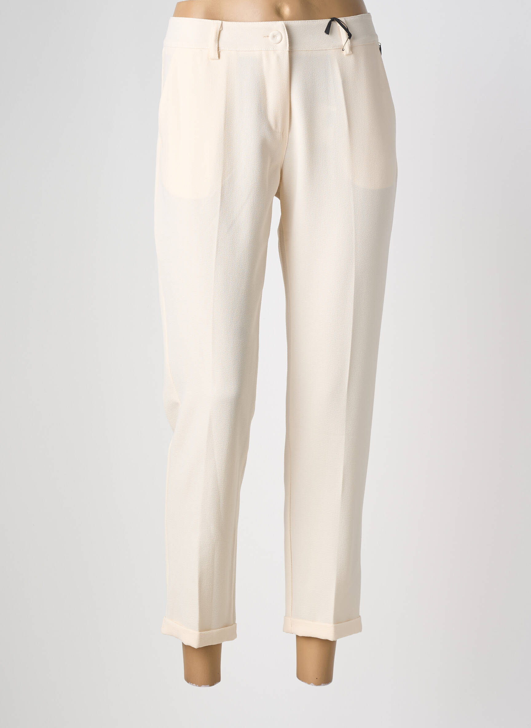 Pantalon 7/8 talie cu cleme mărime normală bej PAKO LITTO femeie