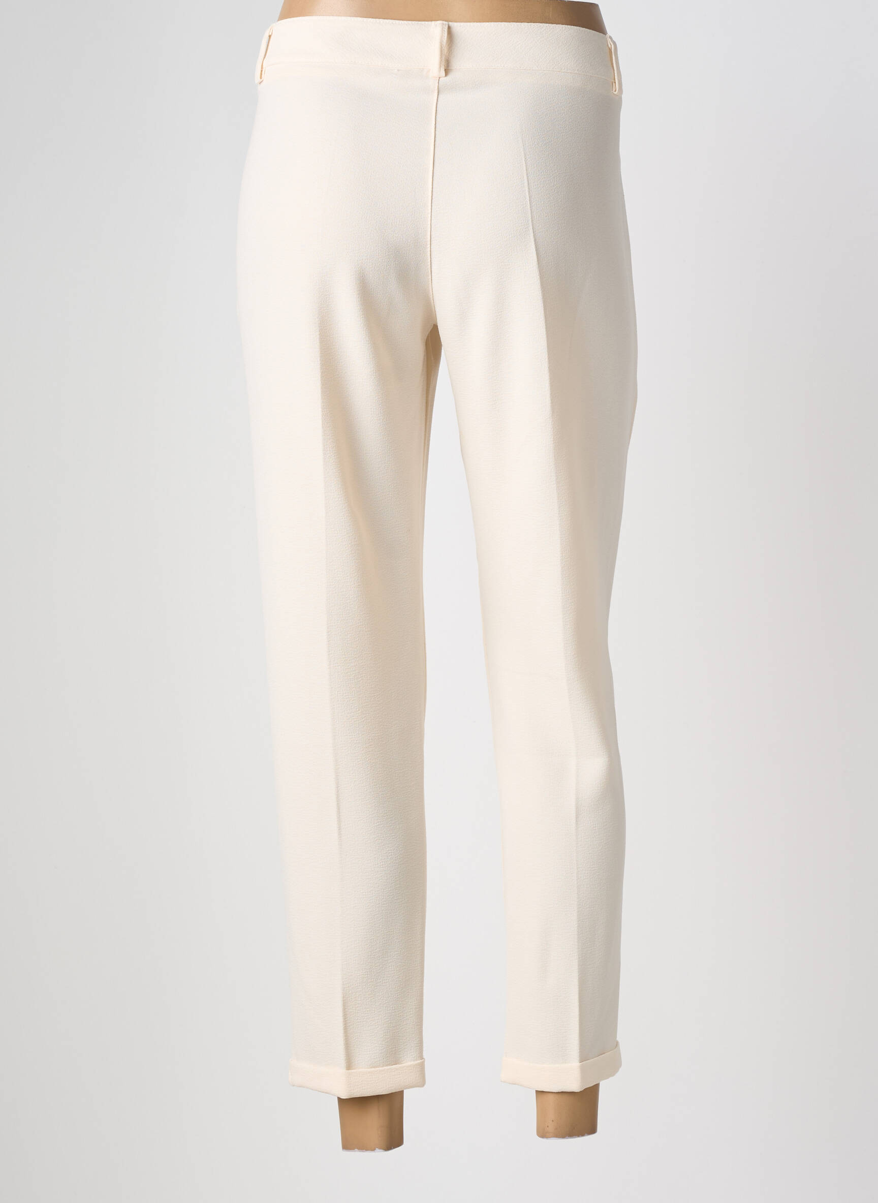 Pantalon 7/8 talie cu cleme mărime normală bej PAKO LITTO femeie