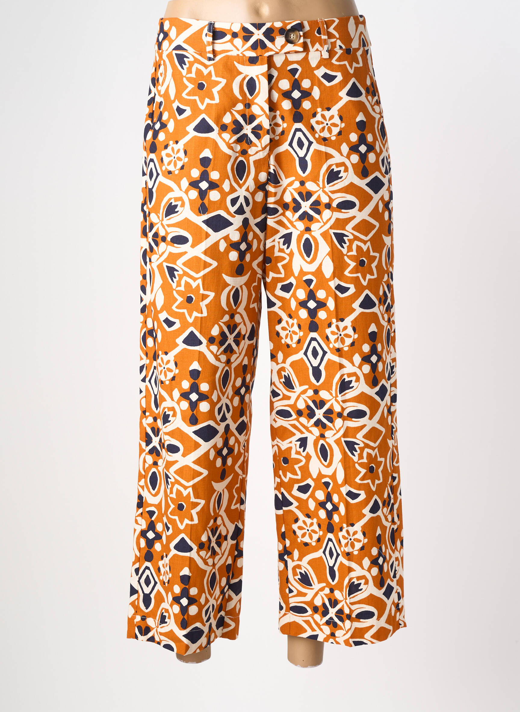 Pantalon 7/8 talie elastică mărime normală portocalie GRACE & MILA femeie