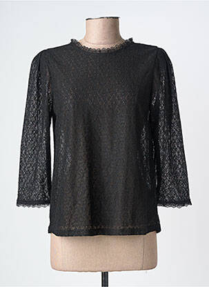 Top guler rotund mâneci 3/4 negru GRACE & MILA femeie
