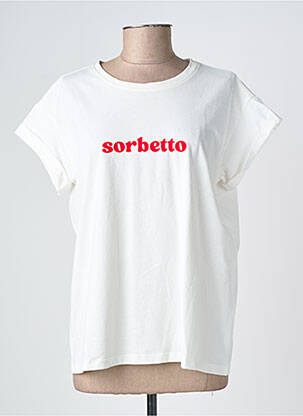 Tricou serigrafie flockată mâneci scurte alb GRACE & MILA femeie