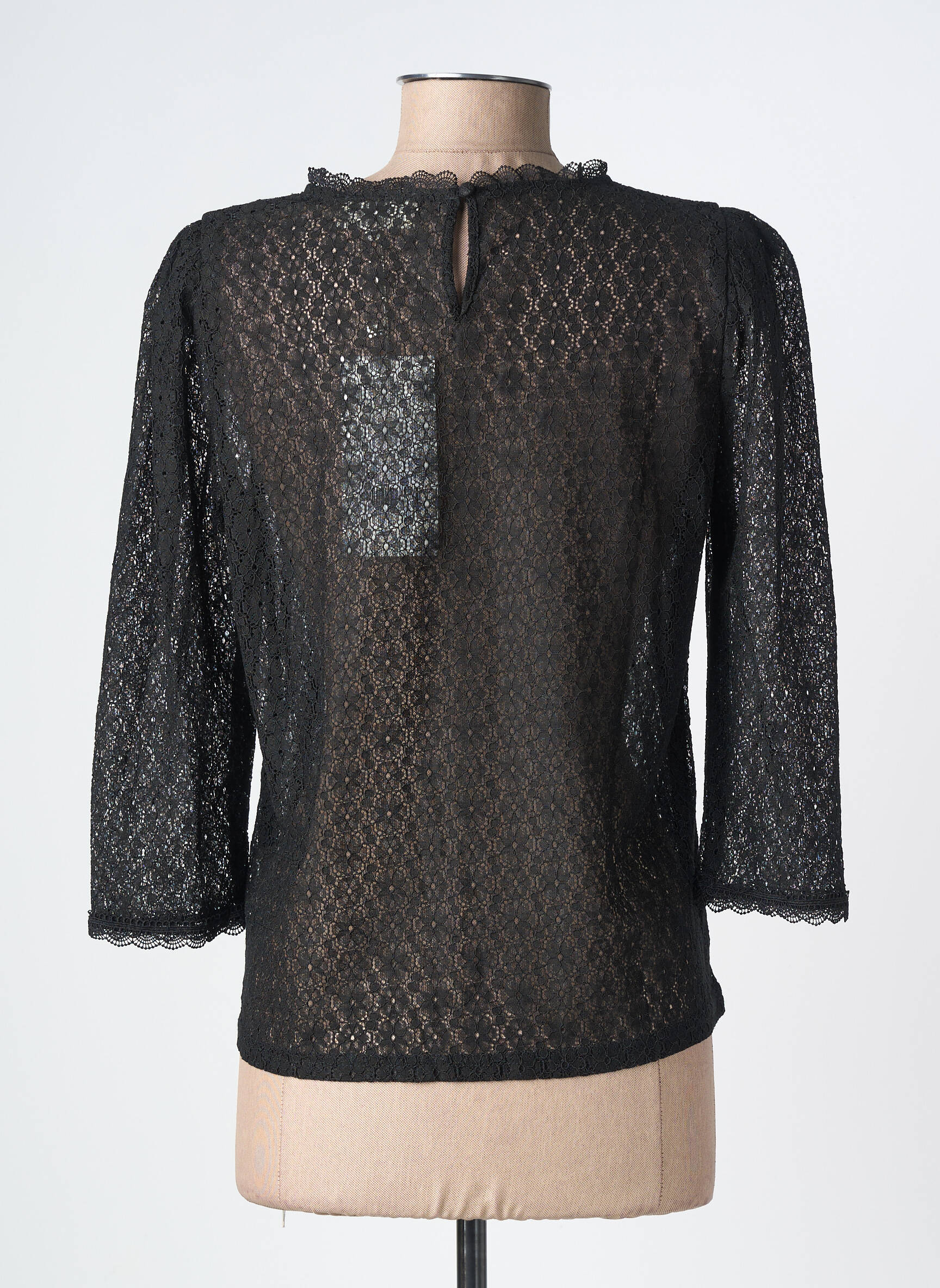 Top guler rotund mâneci 3/4 negru GRACE & MILA femeie