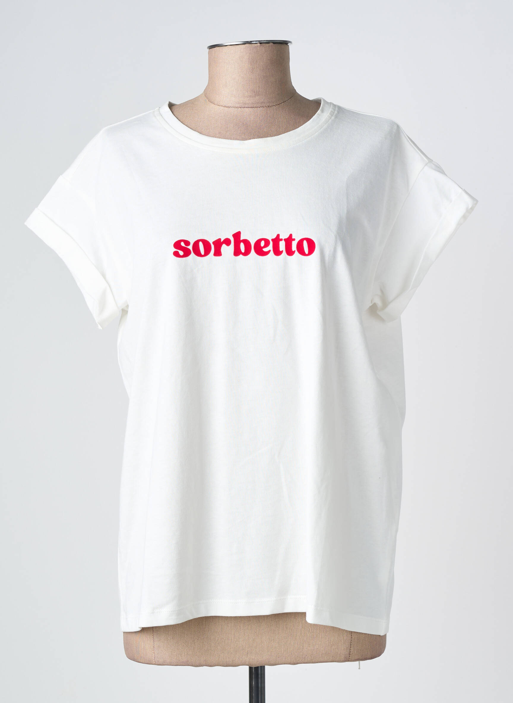 Tricou serigrafie flockată mâneci scurte alb GRACE & MILA femeie