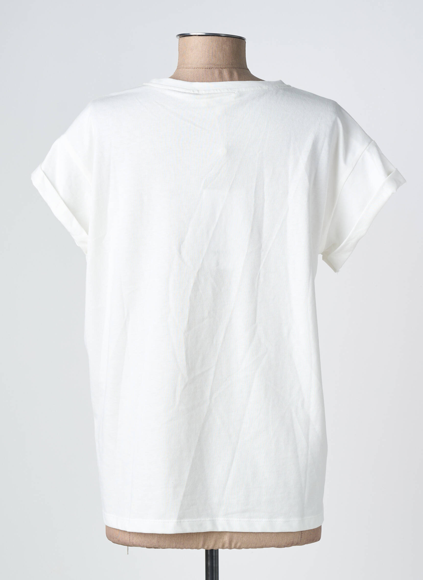Tricou serigrafie flockată mâneci scurte alb GRACE & MILA femeie