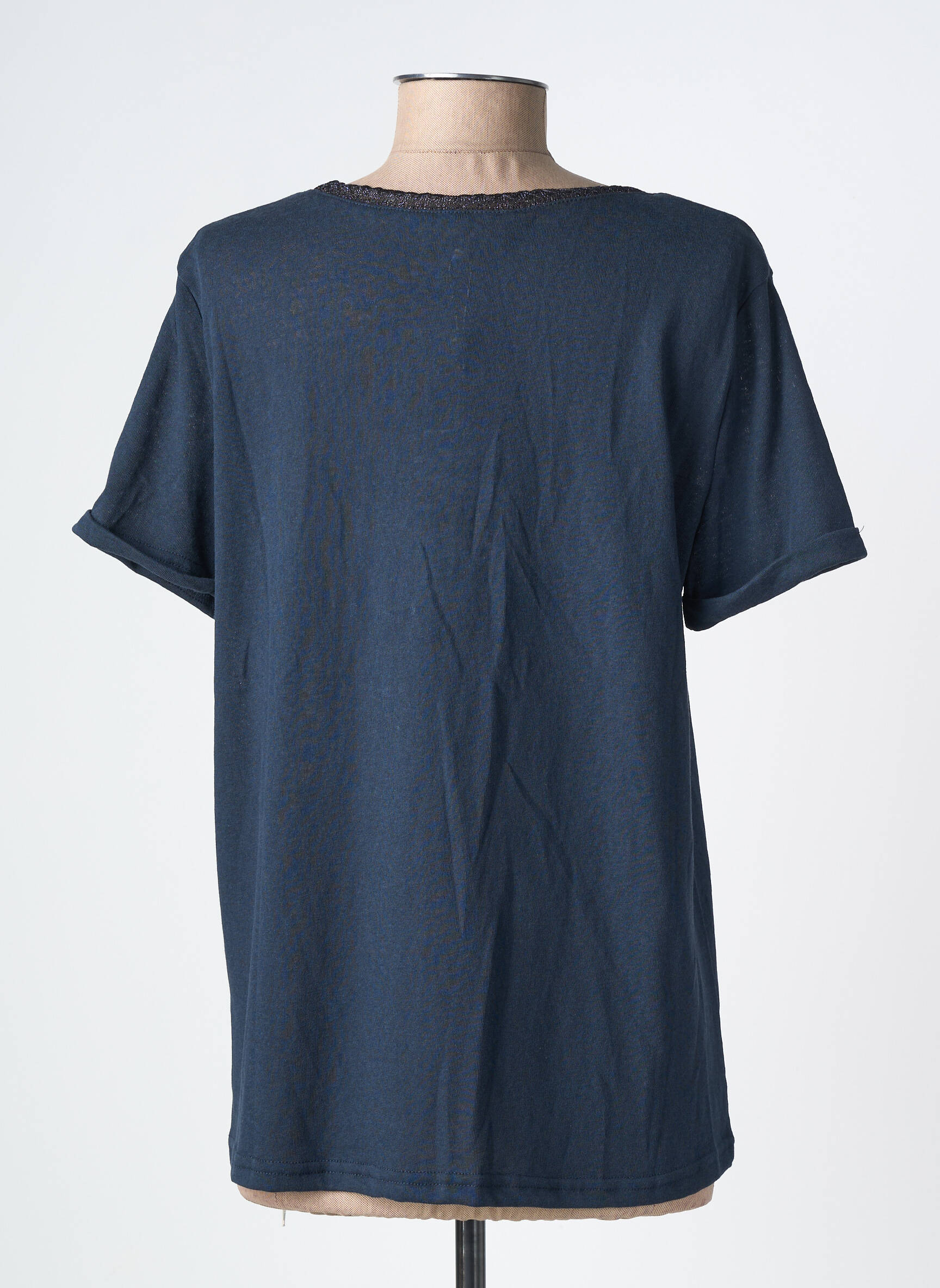 Tricou croială dreaptă mâneci scurte albastru GRACE & MILA femeie