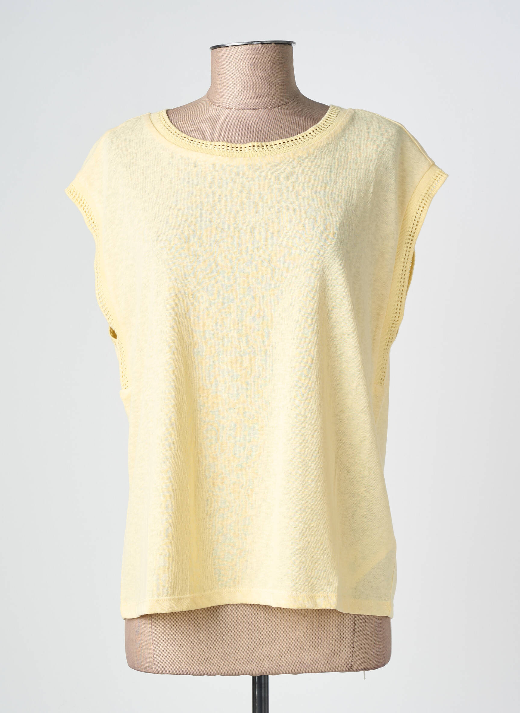 Tricou croială dreaptă mâneci scurte galben GRACE & MILA femeie
