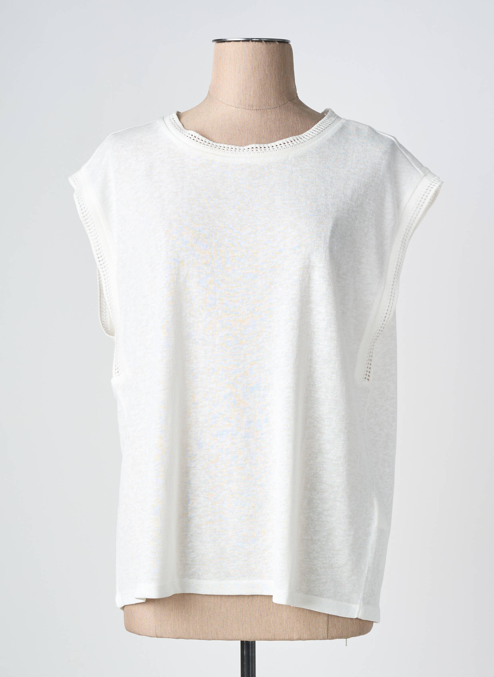 Tricou croială dreaptă mâneci scurte alb GRACE & MILA femeie
