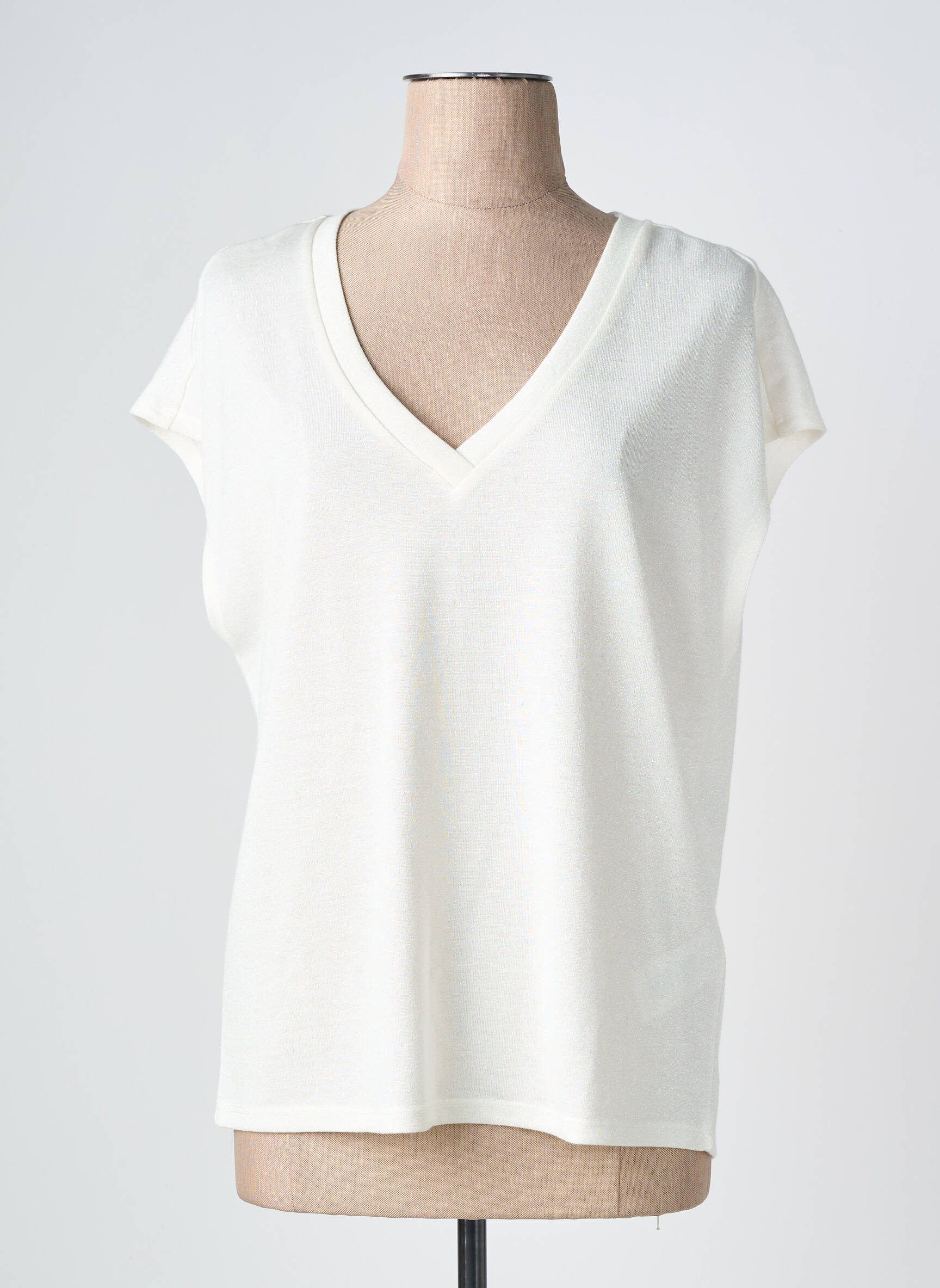 Tricou croială dreaptă mâneci scurte alb GRACE & MILA femeie