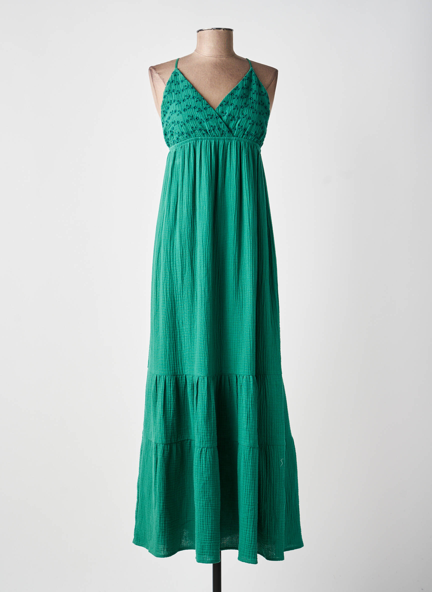 Rochie lungă bretele subțiri bretele subțiri verde GRACE & MILA femeie