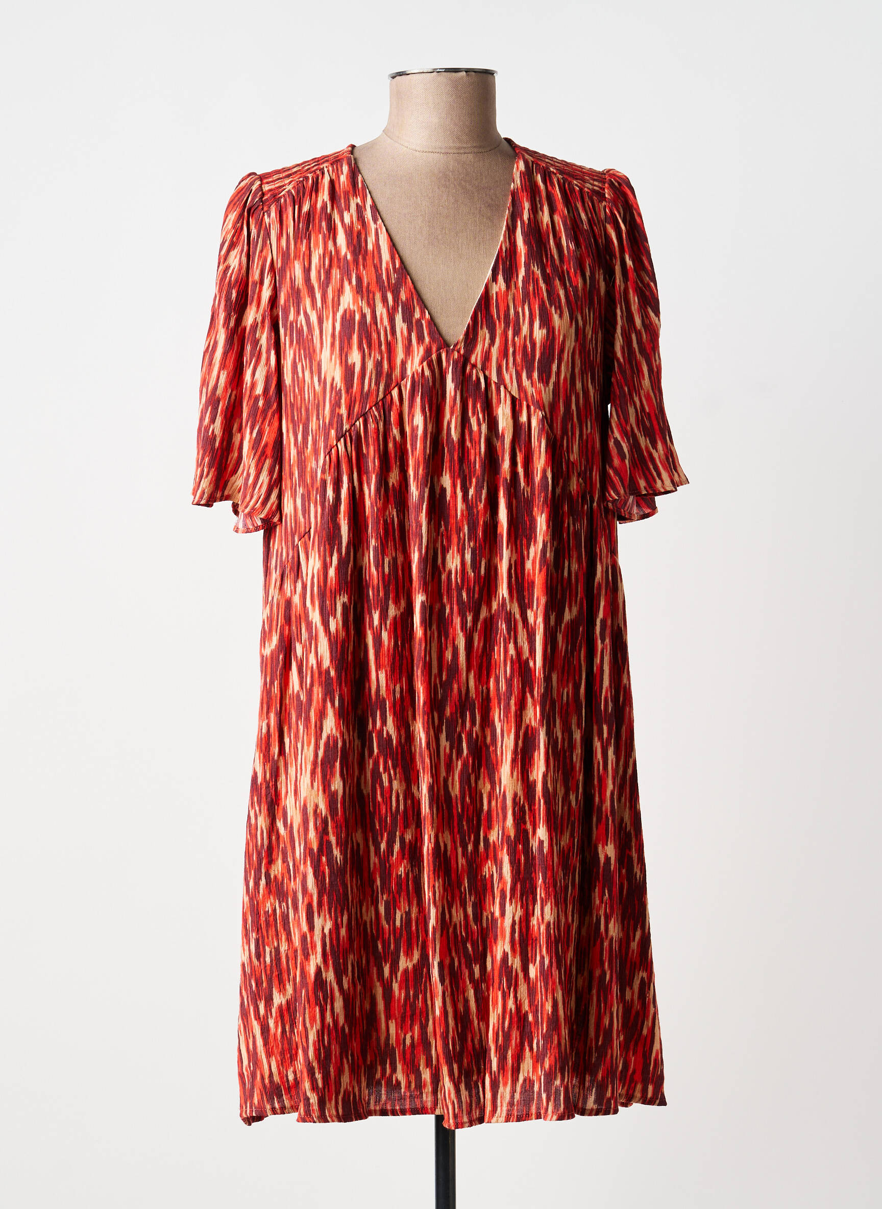 Rochie scurtă mâneci scurte mâneci scurte portocalie GRACE & MILA femeie