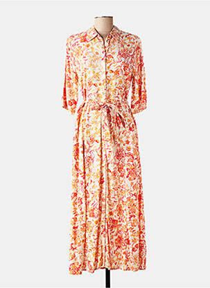 Rochie lungă imprimeu floral mâneci 3/4 bej CREAM femeie