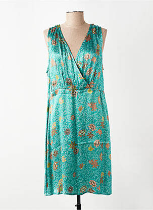Rochie midi imprimeu floral fără mâneci verde CREAM femeie