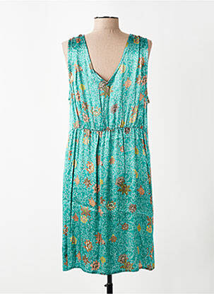 Rochie midi imprimeu floral fără mâneci verde CREAM femeie
