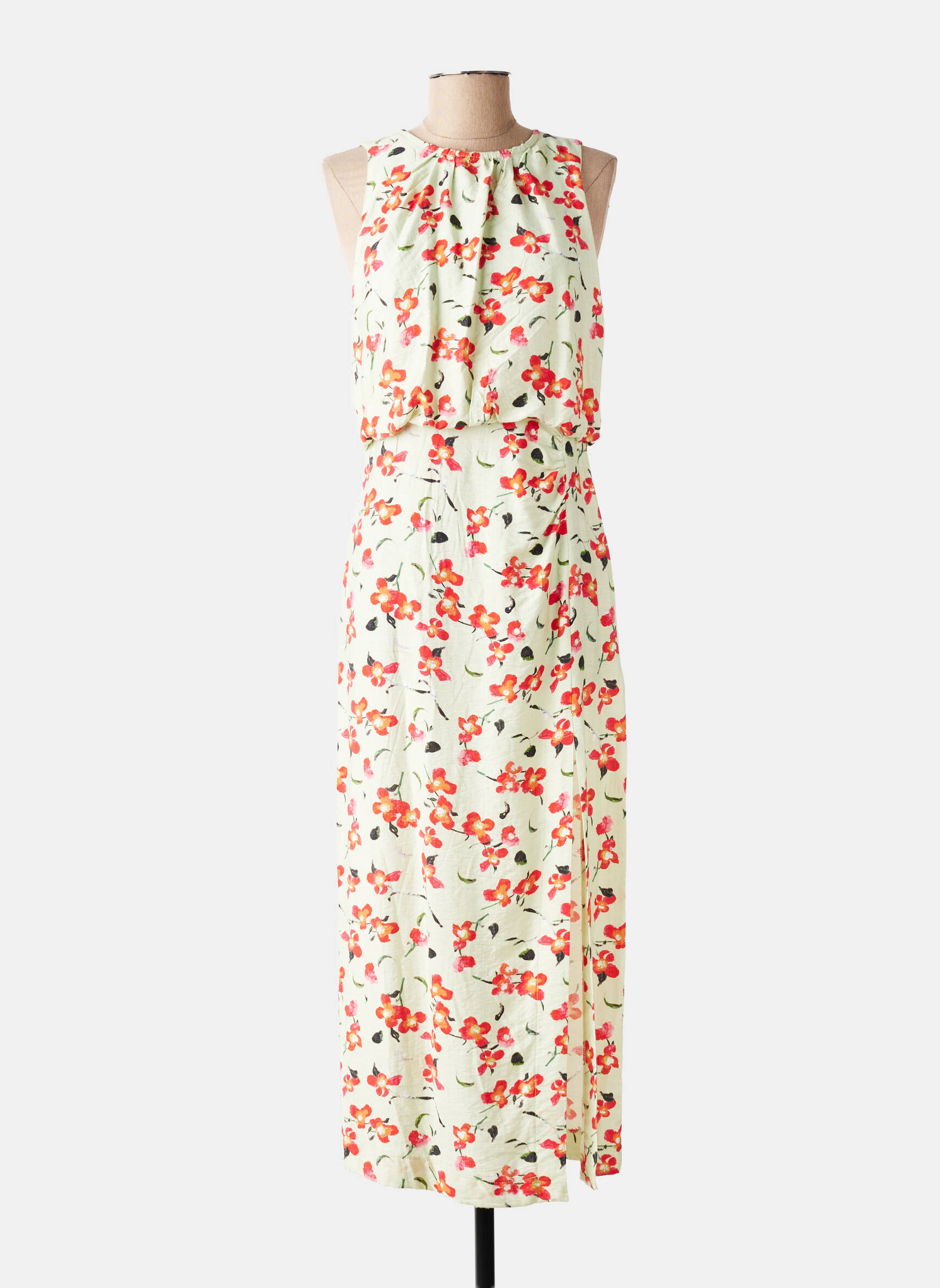 Rochie lungă imprimeu floral fără mâneci verde SEASON femeie