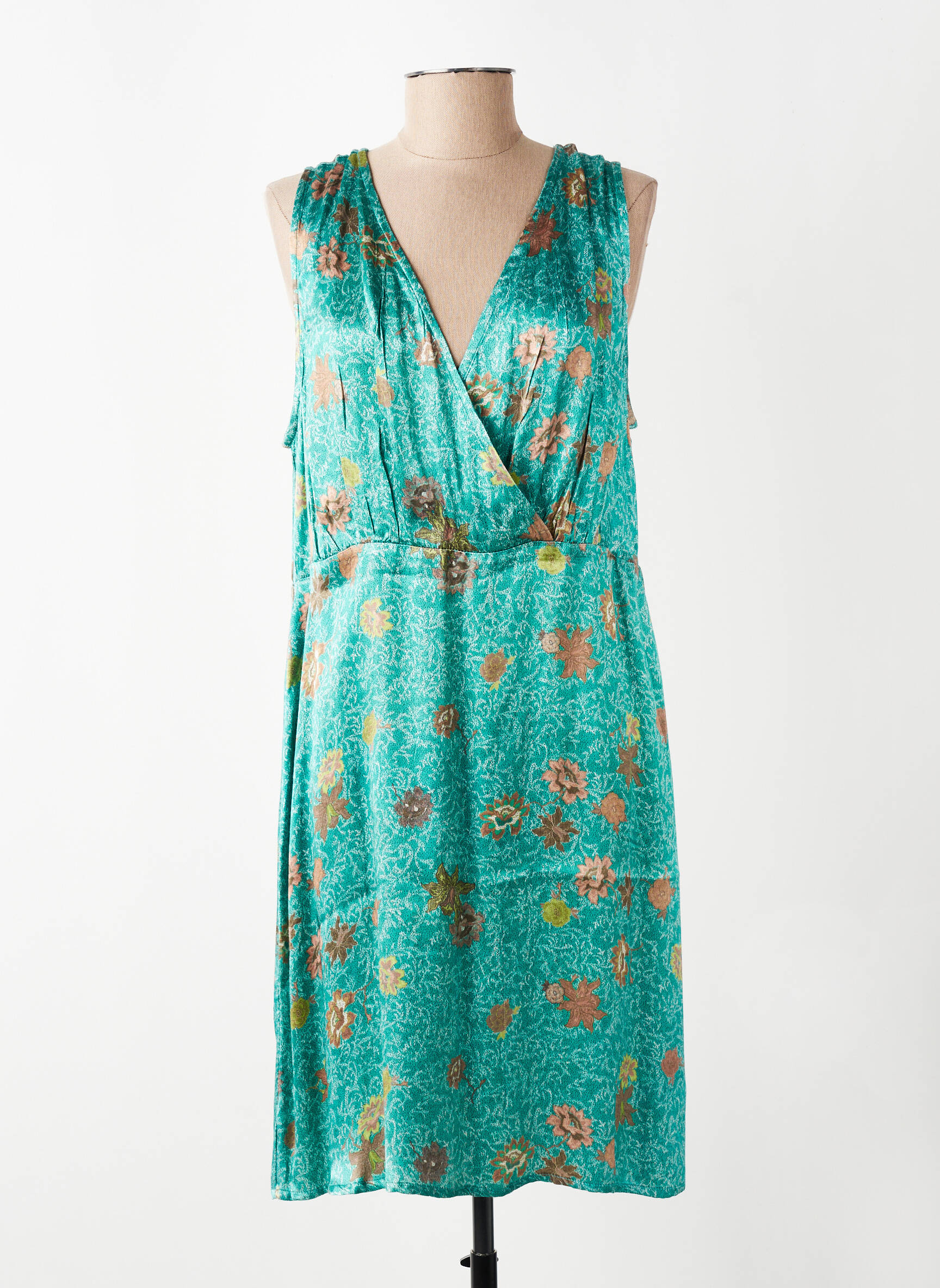 Rochie midi imprimeu floral fără mâneci verde CREAM femeie