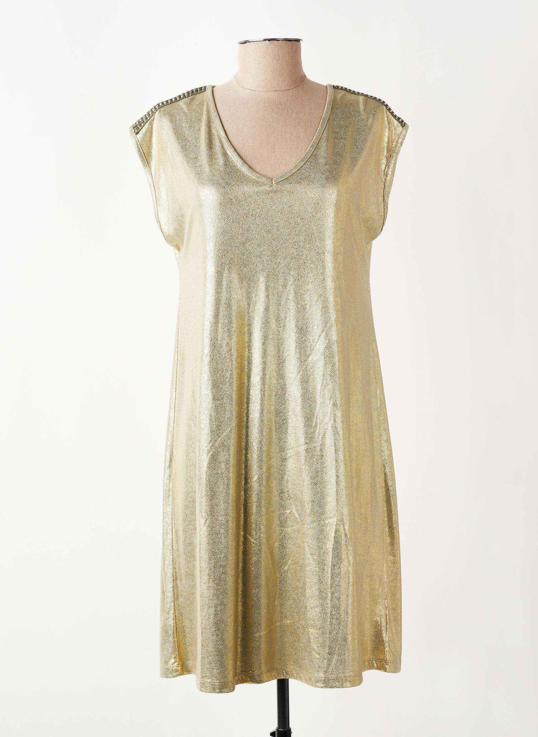 Rochie scurtă mâneci scurte mâneci scurte auriu CREAM femeie