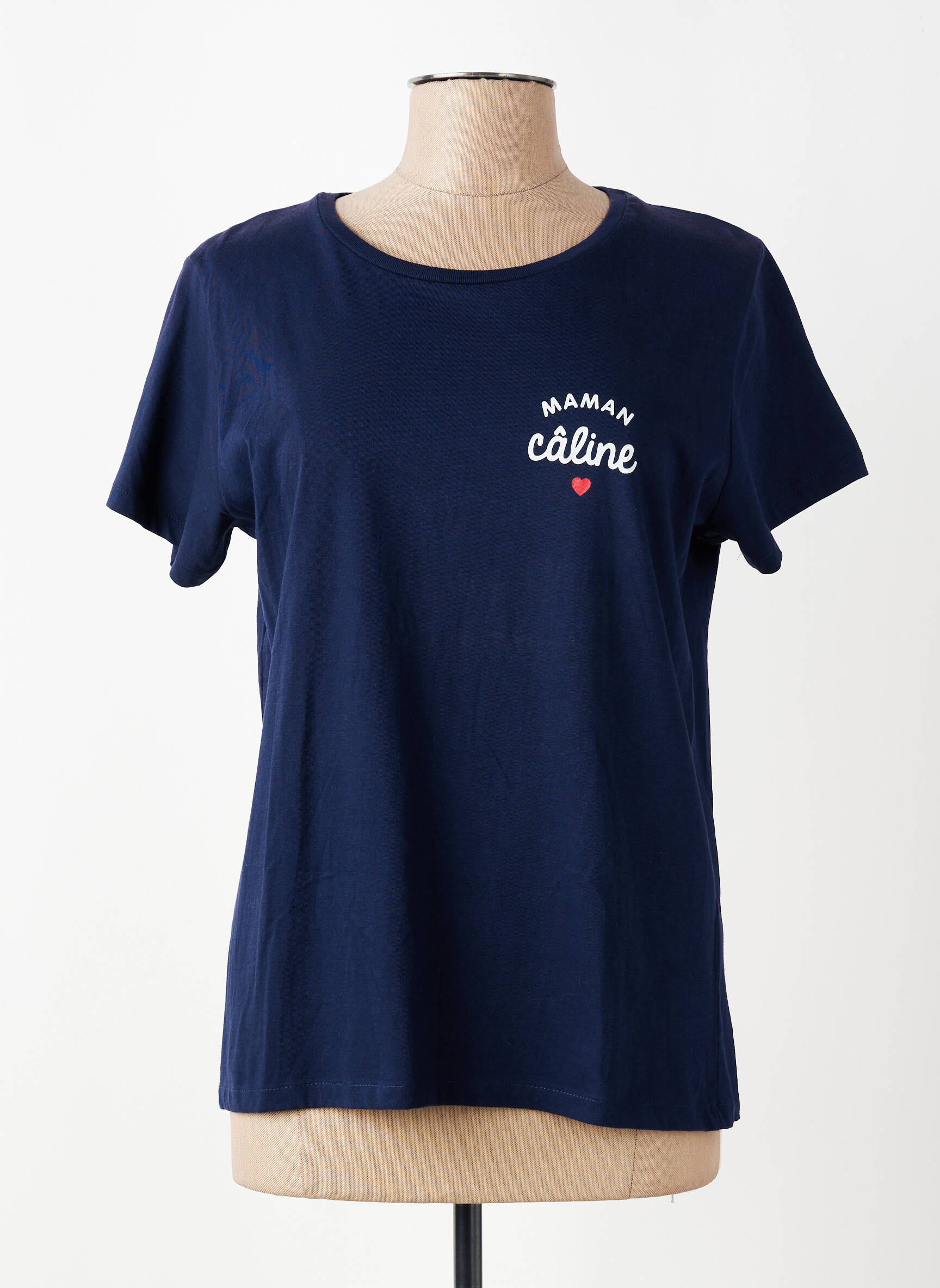 Tricou serigrafie mâneci scurte albastru B&C femeie