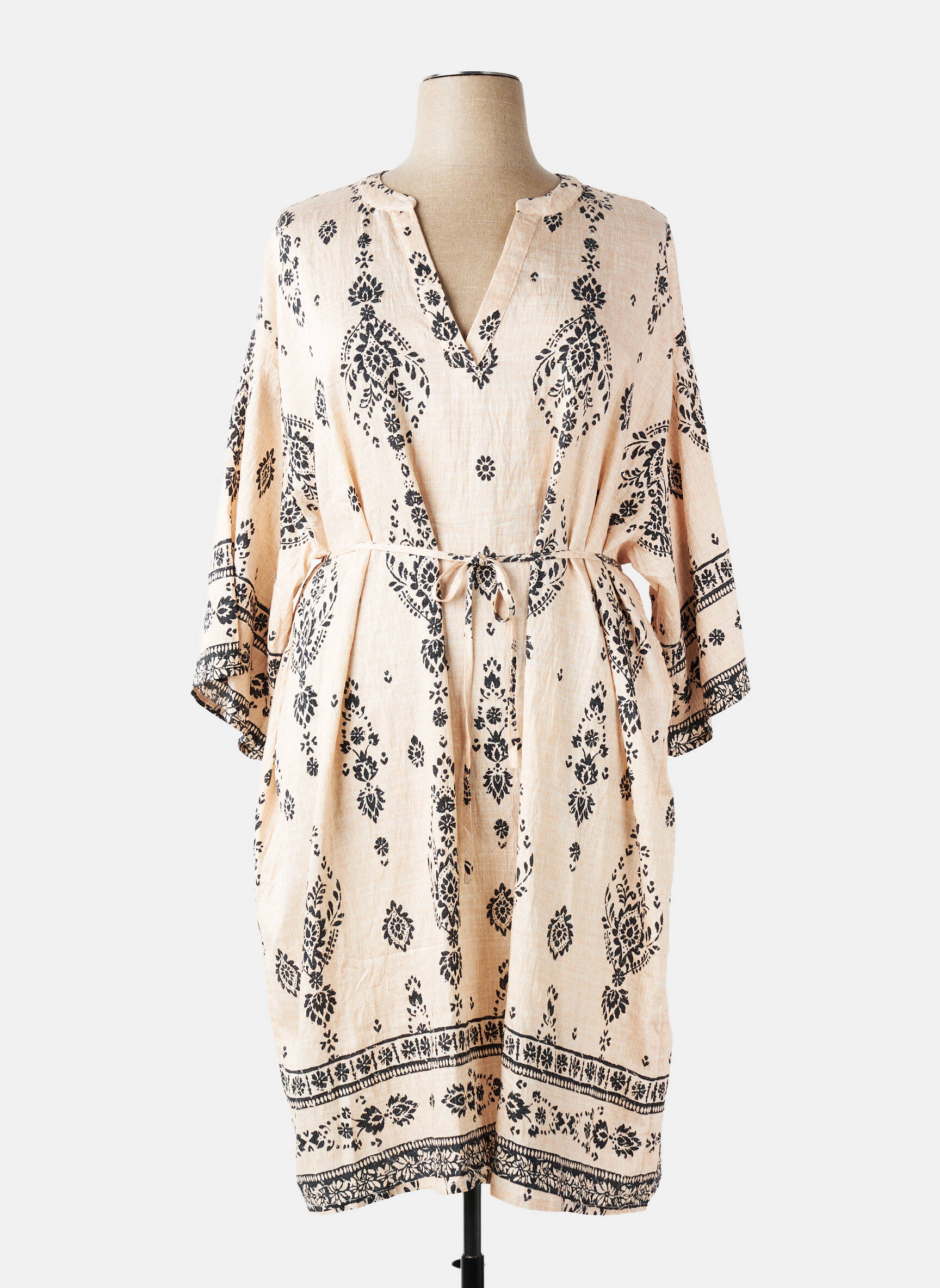 Rochie midi croială fluidă mâneci 3/4 bej ONLY CARMAKOMA femeie