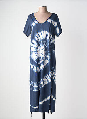 Rochie lungă mâneci scurte mâneci scurte albastru închis FARFALLA femeie
