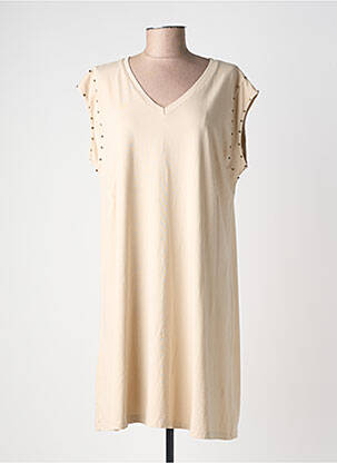 Rochie midi mâneci scurte mâneci scurte bej ANDROMEDE femeie