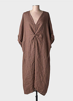 Rochie lungă mâneci scurte mâneci scurte maro MADE IN ITALY femeie