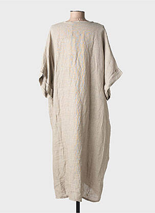 Rochie lungă mâneci scurte mâneci scurte bej MADE IN ITALY femeie