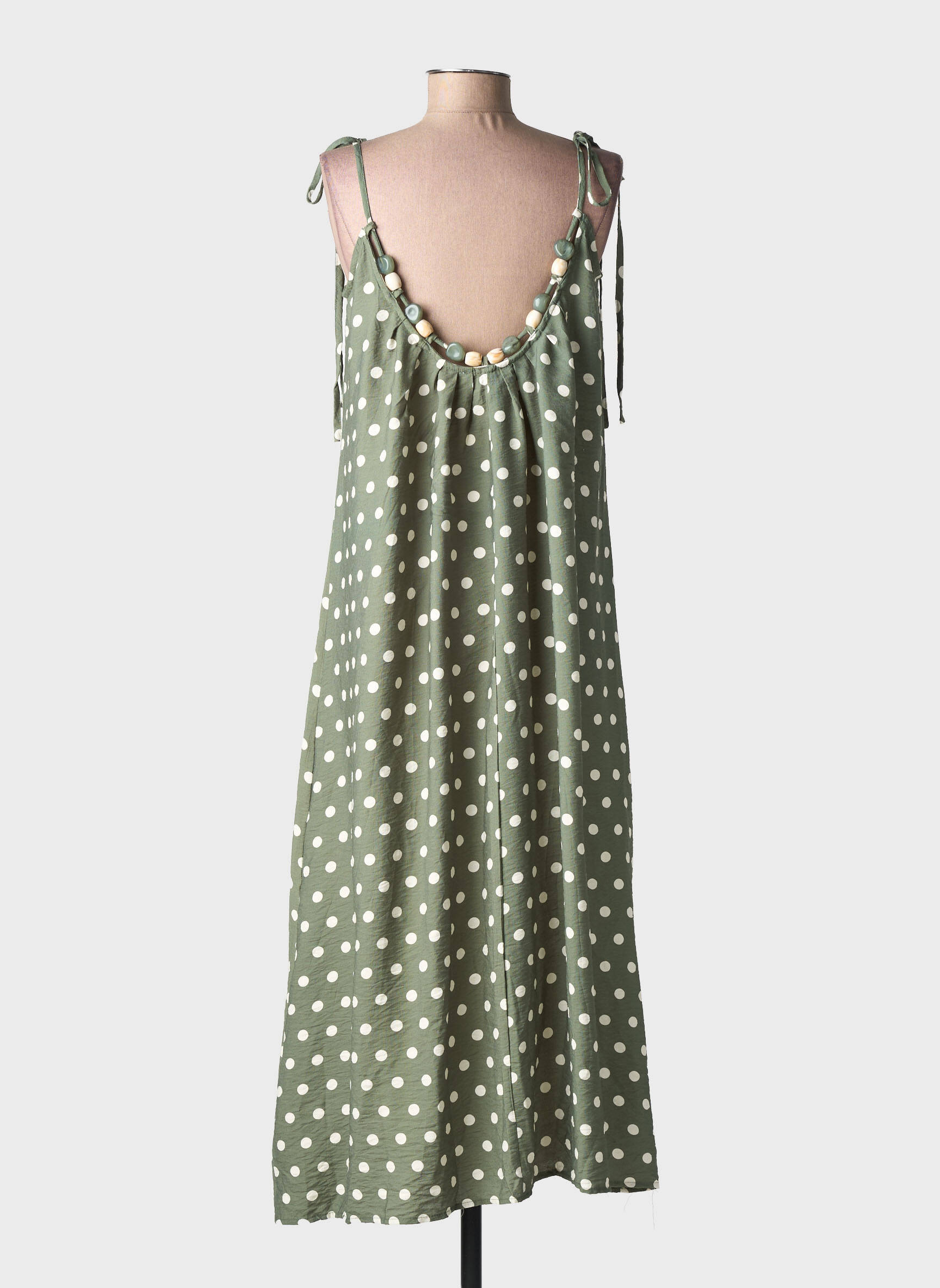 Rochie lungă țesătură crep bretele subțiri verde KIKKERLAND femeie