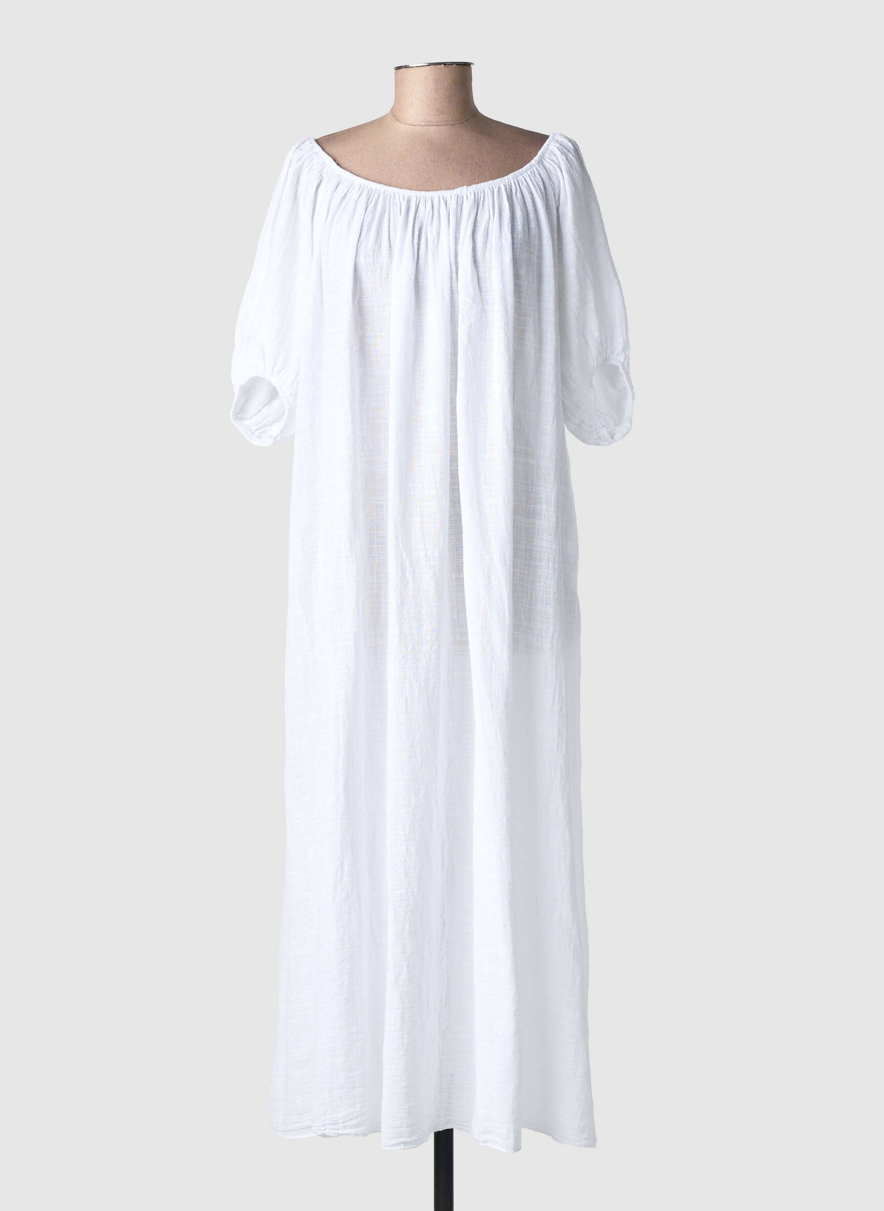 Rochie lungă mâneci scurte mâneci scurte alb ANDROMEDE femeie