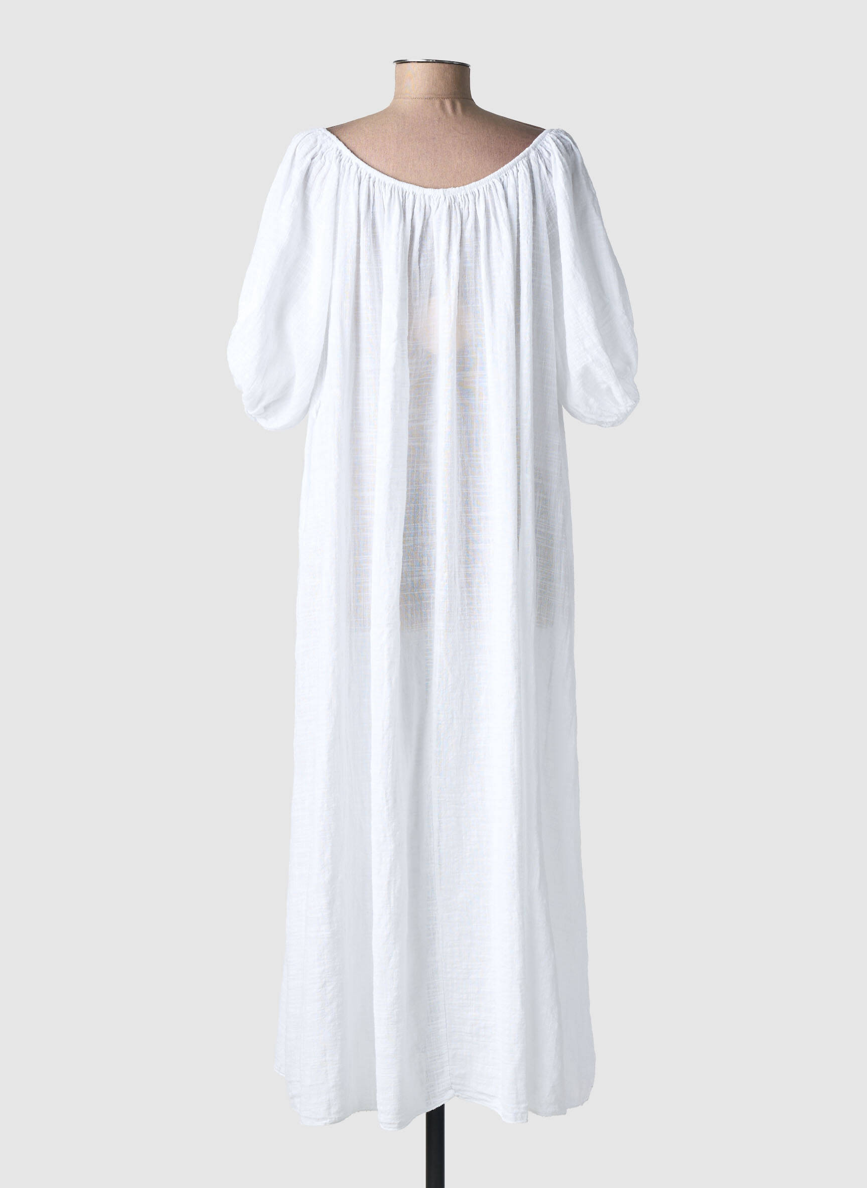 Rochie lungă mâneci scurte mâneci scurte alb ANDROMEDE femeie